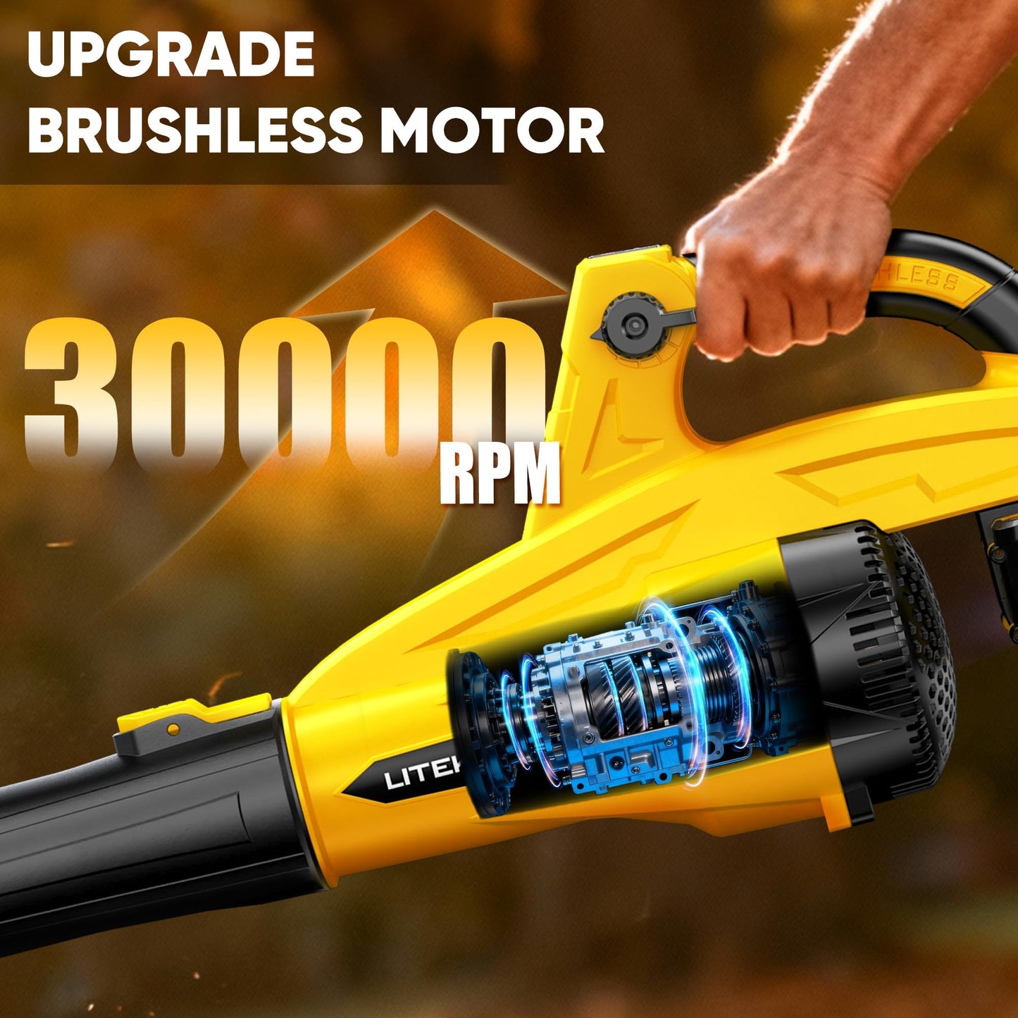 LITEKON Leaf Blower Cordless, Brushless 700CFM & 13 Speed Modes, Electric Cordless Leaf Blowers with 2 x 5.0Ah Batteries and Charger, 21V Powerful Blowers for Lawn Care, Blowing Leaves, Dust, Snow