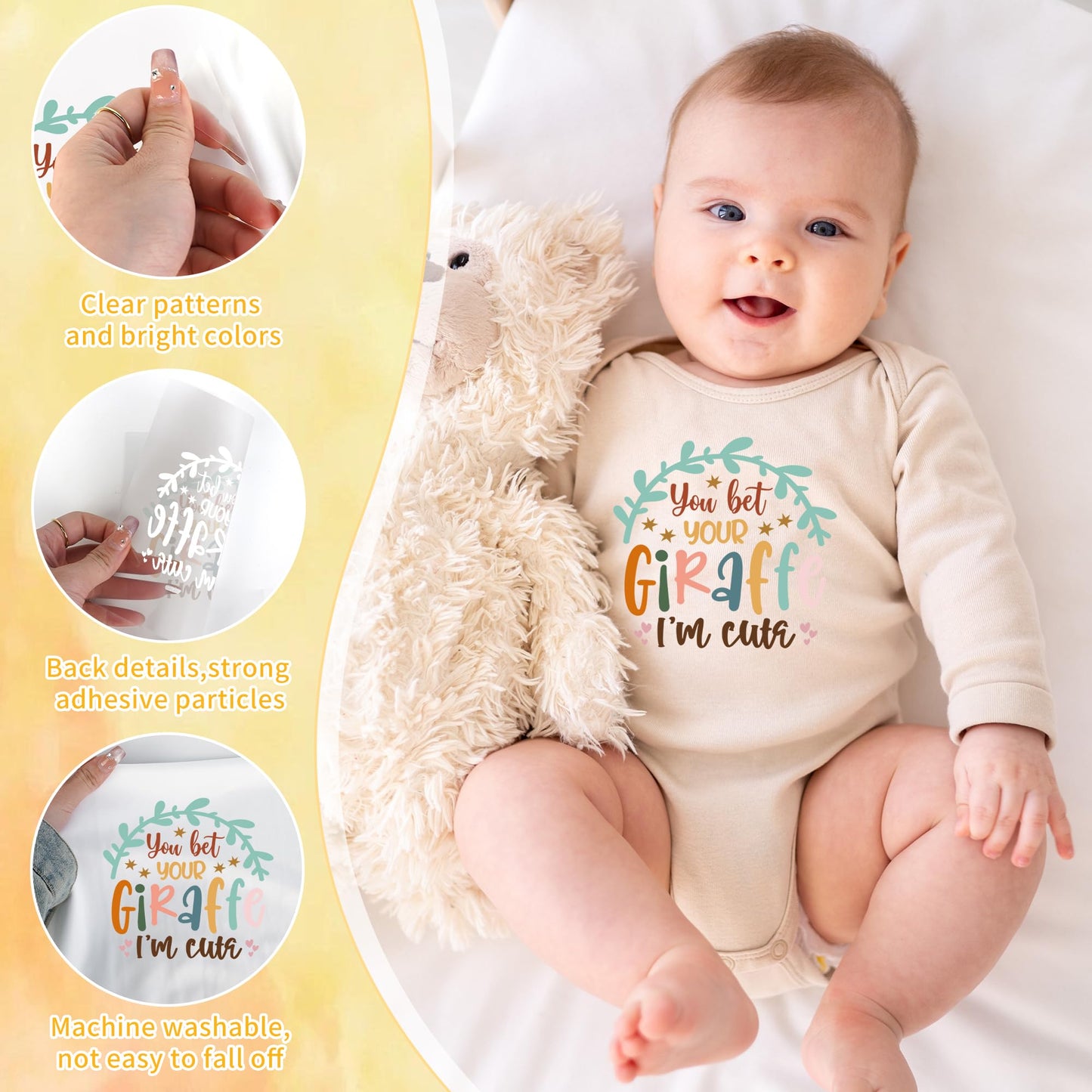 Boho Baby Iron on Transfers, 30 PCS Rainbow Onesie Decorating Kit Baby Shower, Inspirational Heat Transfer Stickers, Iron on Decals for T Shirts Hoodie Bibs Bodysuit Clothing DIY Crafts