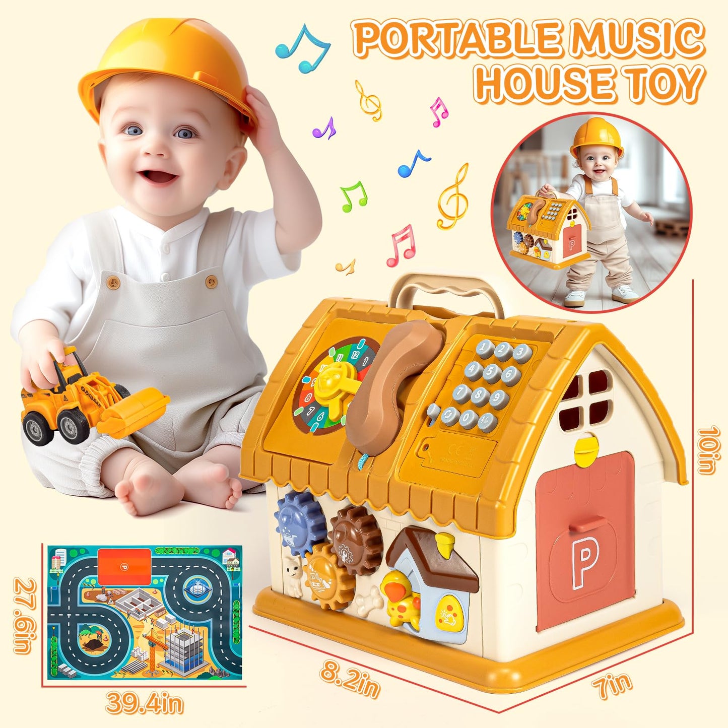 SLTBEH Baby Toys for 1 2 3 Year Old Boy and Girl Gifts Toddler Toys Age 1-2 10-in-1 Montessori with Sound Lights Music Clock Telephone and Car Educational Birthday for Boys Girls 12-18 Months