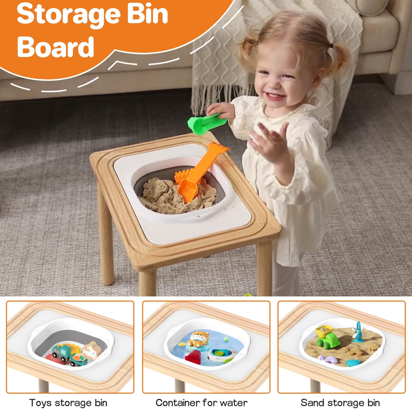 Himold Activity Table for Kids 6-36 Months, 9 in 1 Wooden Montessori Toys with Bead Maze Shape Sorter Train Toy, Baby Sensory Table Toddler Toys 1st Birthday Gifts for Kids