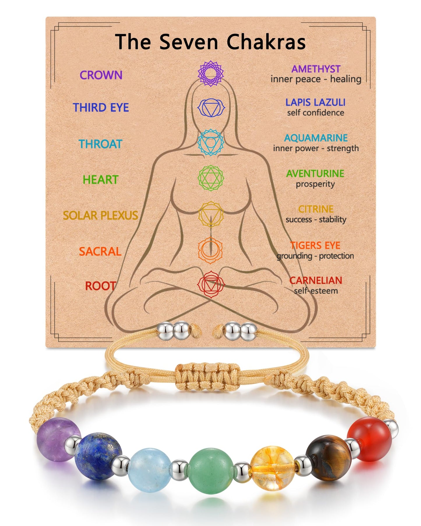 KOXMOON Chakra Bracelets for Women Crystals and Healing Stones Crystal Bracelet for Women Healing Crystals Meditation Relaxing Gifts for Womens Bracelets Anxiety Relief Items 7 Chakras