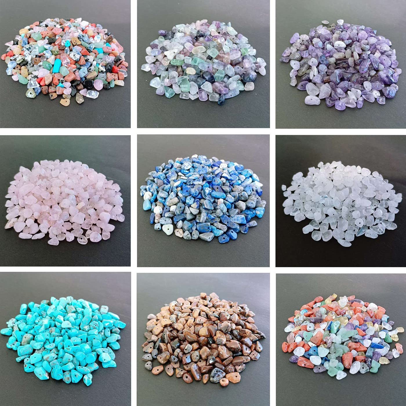 LAIDANLA Lapis Lazuli 400pcs Natural Chip Stone Beads 5-8mm Healing Crystal Irregular Gemstones Drilled DIY Loose Rocks Bead Crystal for Bracelet Earrings Necklace Jewelry Making Crafting