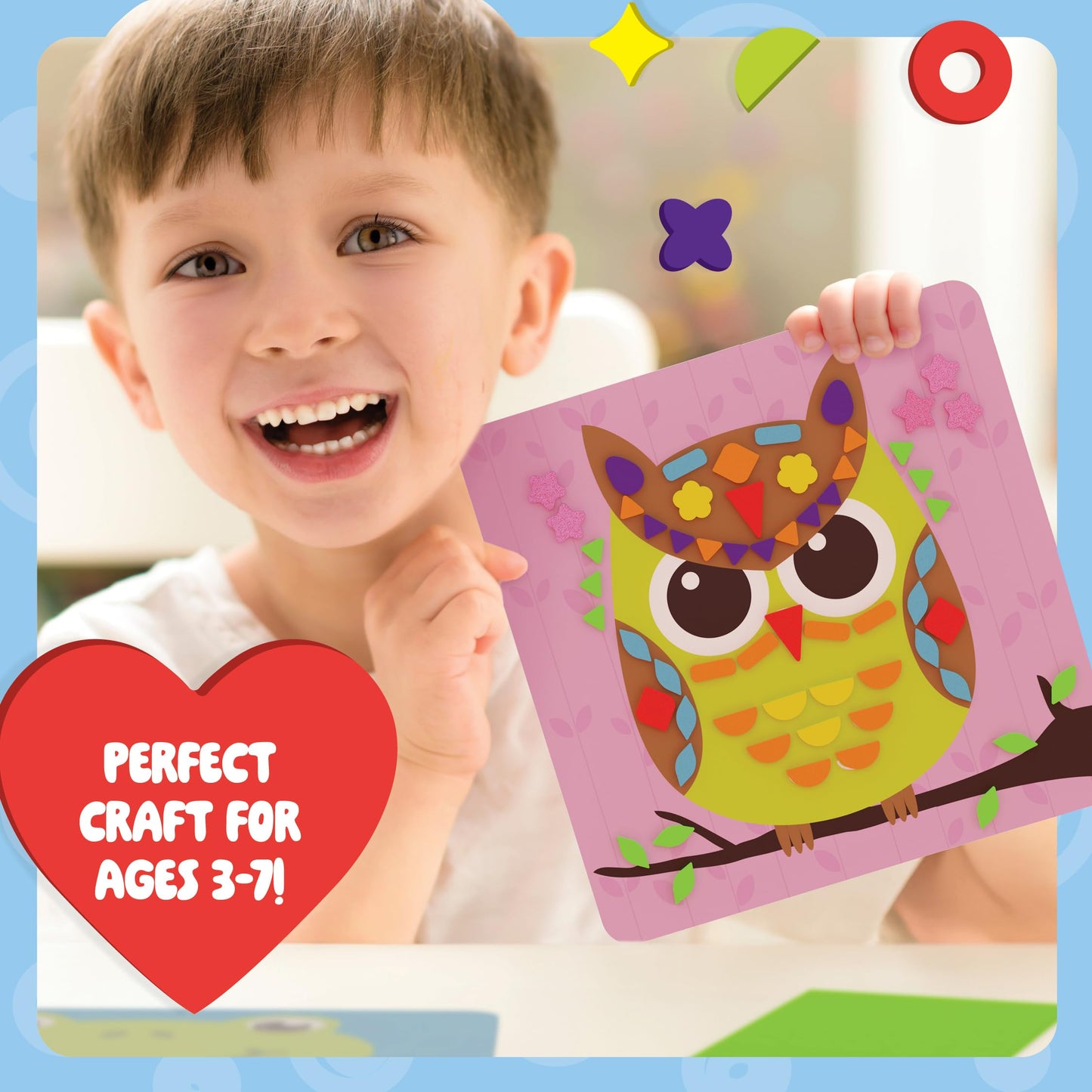 Dan&Darci Foam Sticker Art Craft for Kids - Toddler Arts & Crafts for Ages 3-5 - Boys 4-6 Birthday Gift - DIY Kid Activities Ages 3 4 5 6 Years - 4 Year Old Boy Gifts - Mess Free Craft Activity