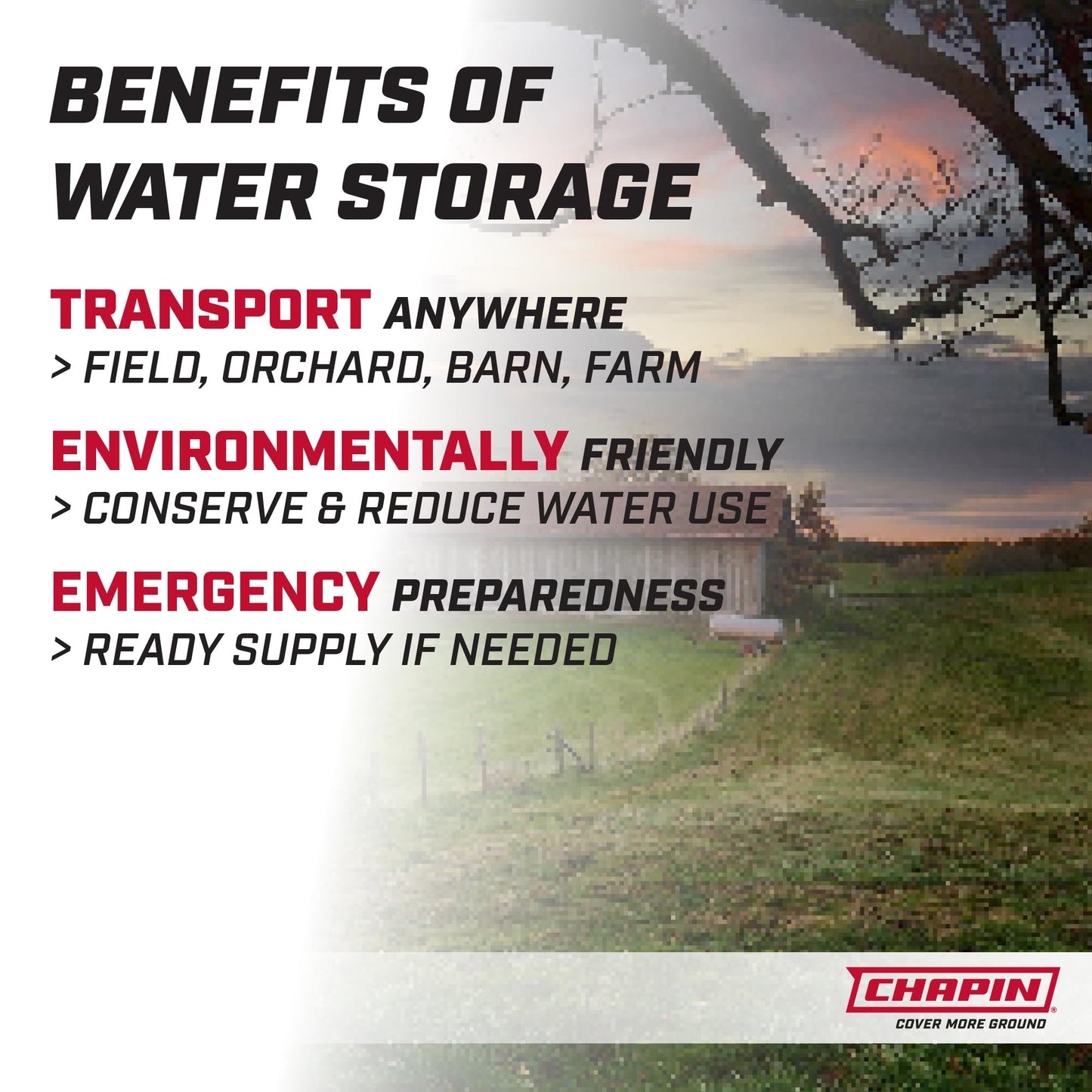 Chapin 98142 Water Storage Tank, 40‑Gallon, Utility Water Supply, Translucent Chemical‑Resistant Poly Tank, 6" Wide Cap, 2" Drain & Garden‑Hose Port for Farms, Acreage, Gardens & Orchard