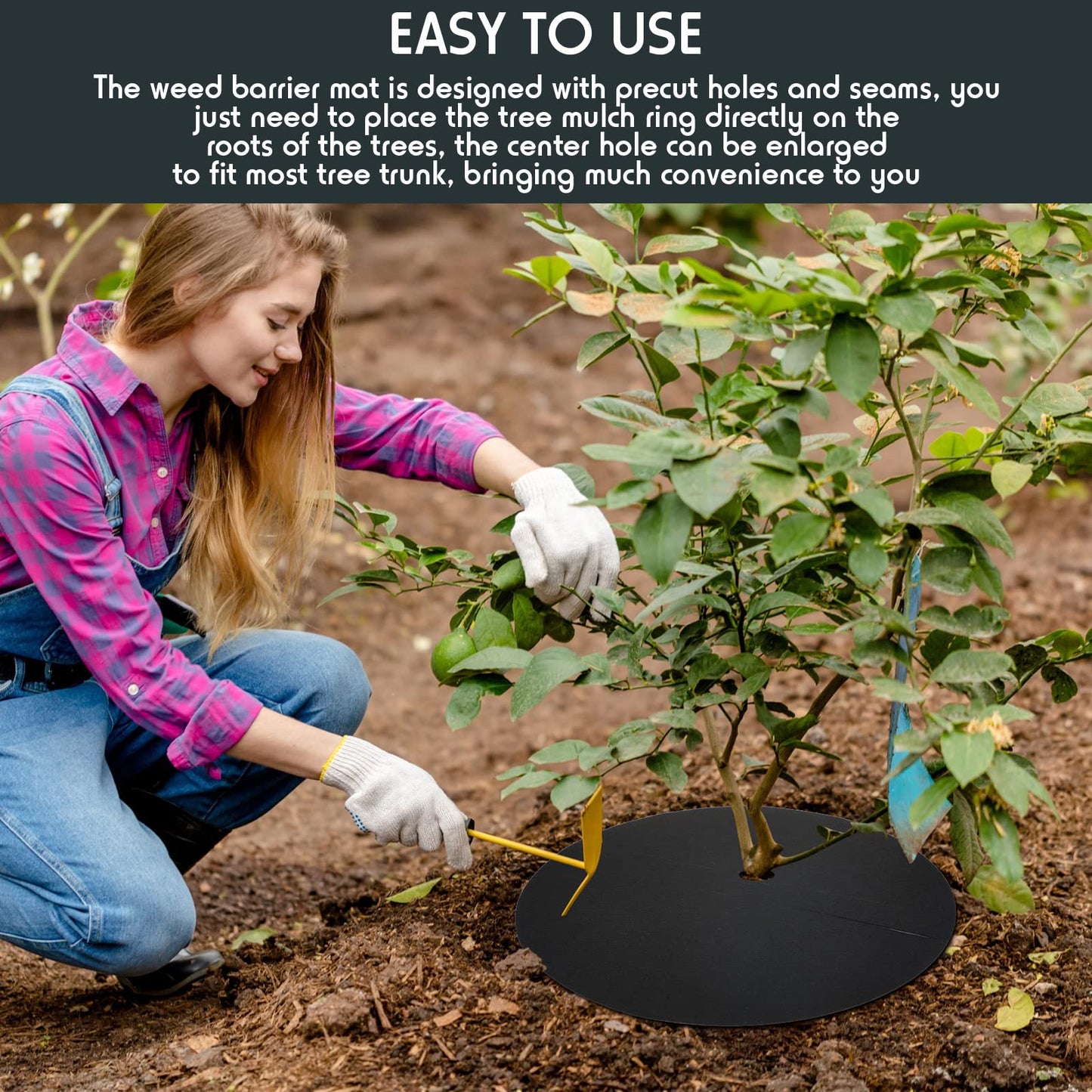 Macarrie 30 Pieces Weed Barrier Mats Non Woven Tree Mulch Ring Thickened Tree Protectors Mat Black Mulch Reusable Rings Landscaping Plant Cover Round Anti Grass Gardening Fabric Cover(20.5 Inch)