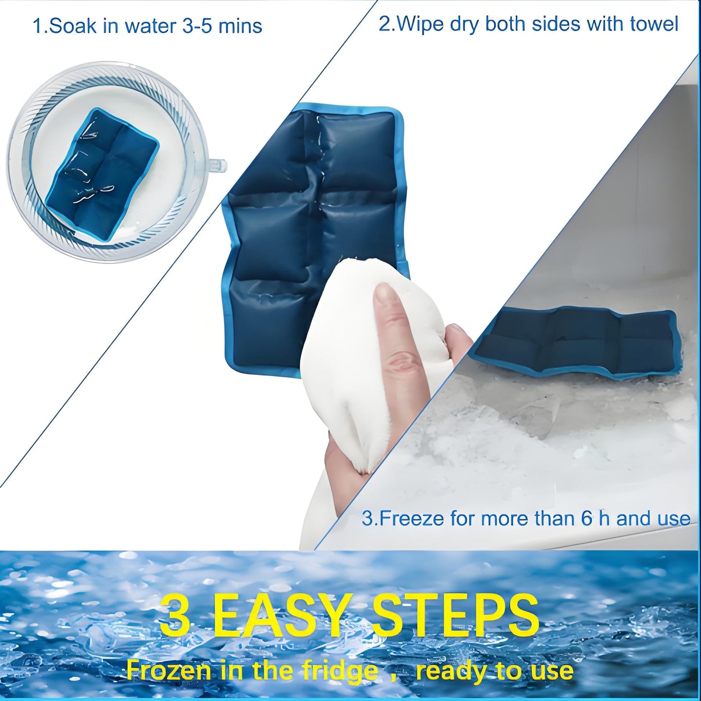 aadsioahd 4pcs Ice Packs for Lunch Boxes & Coolers - Reusable,Lightweight Cooler Ice Pack for Food Freshness, Drinks Freezer (6”x4”x0.7”) - Non-Toxic Cooler for Picnic, School, Sports & Camping