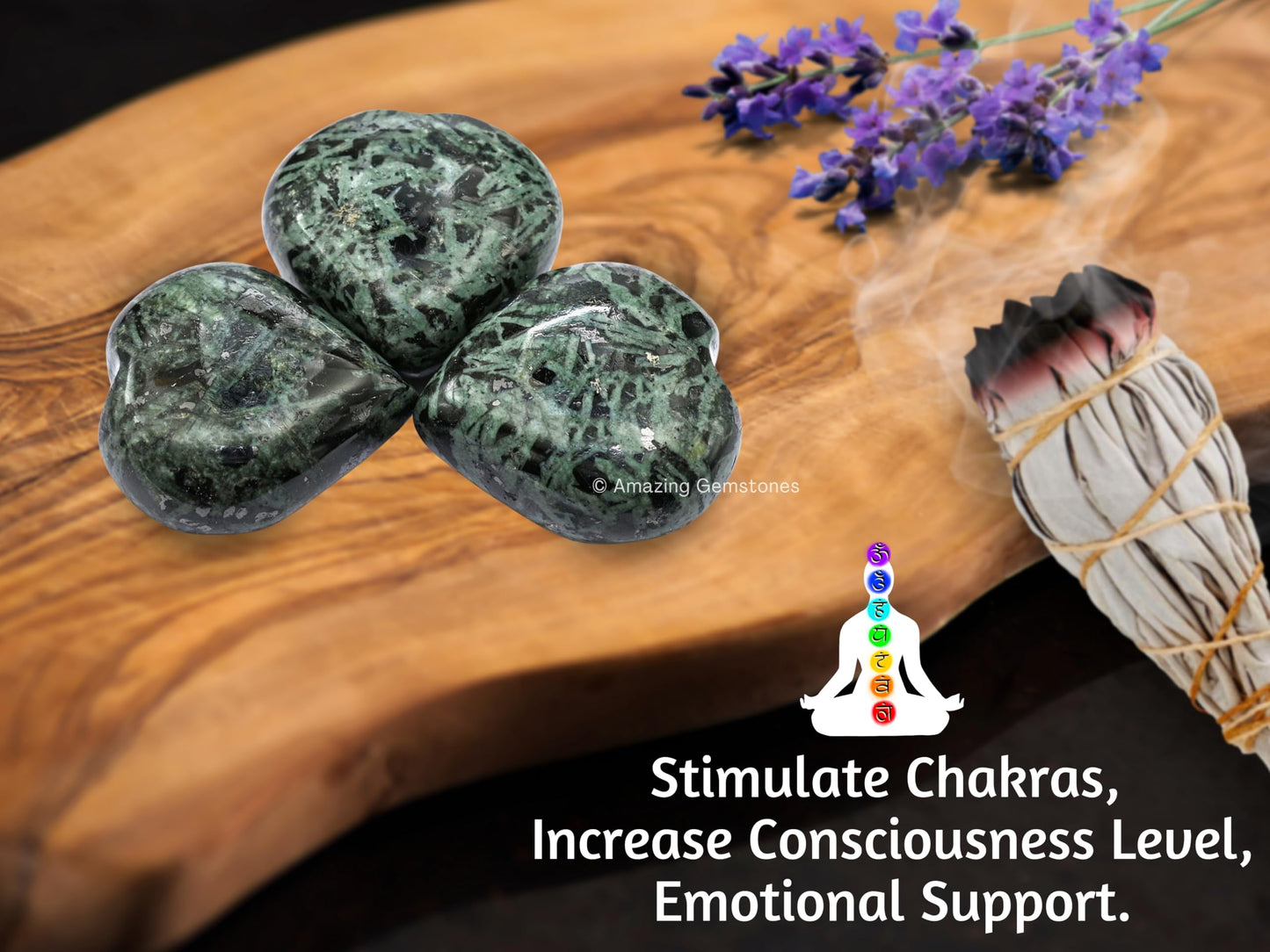 Amazing Gemstone Flower Stone Crystal Heart Palm Stone - Pocket Massage Worry Stone for Natural Body Chakra Balancing, Reiki Healing and Crystal Grid