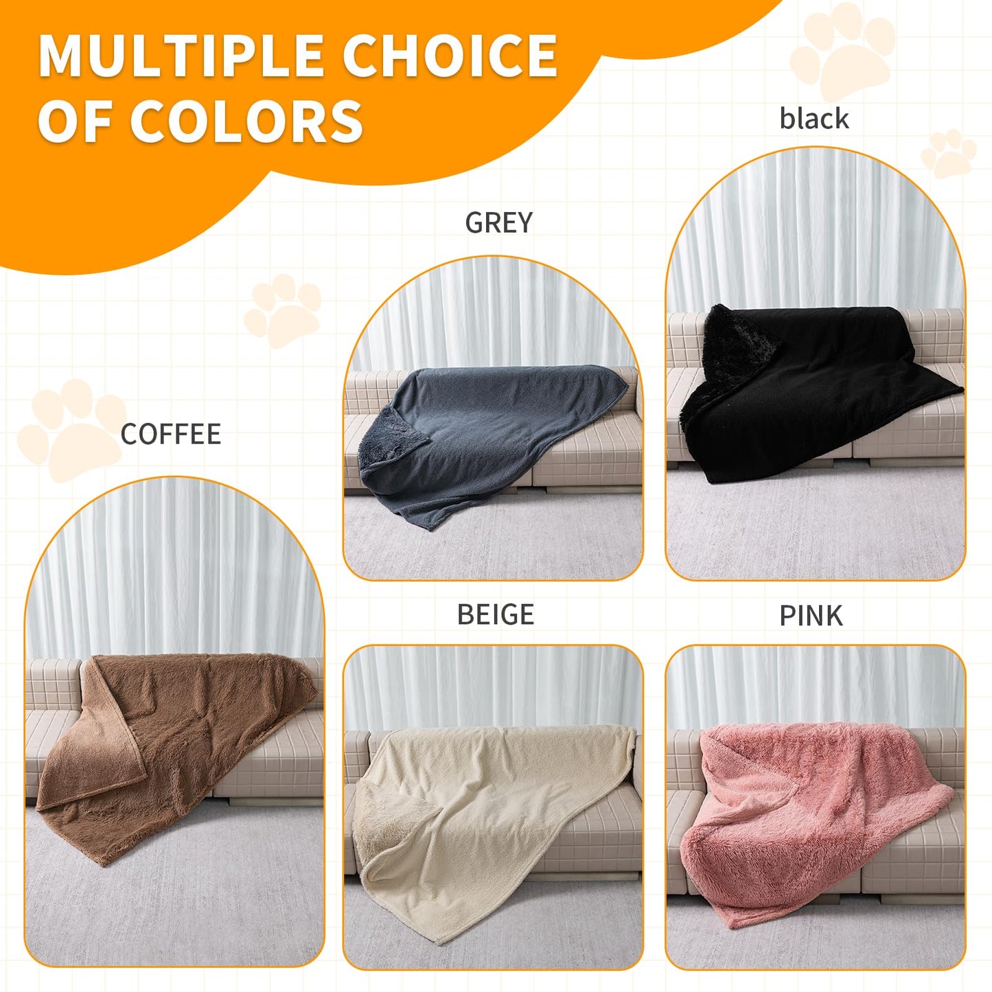 Cat Calming Dog Blanket for Couch Waterproof Fluffy Faux Fur Blankets for Dogs and Cats Soft Lightweight Couches and Bed Cover Washable(Brown,M-57x40in)