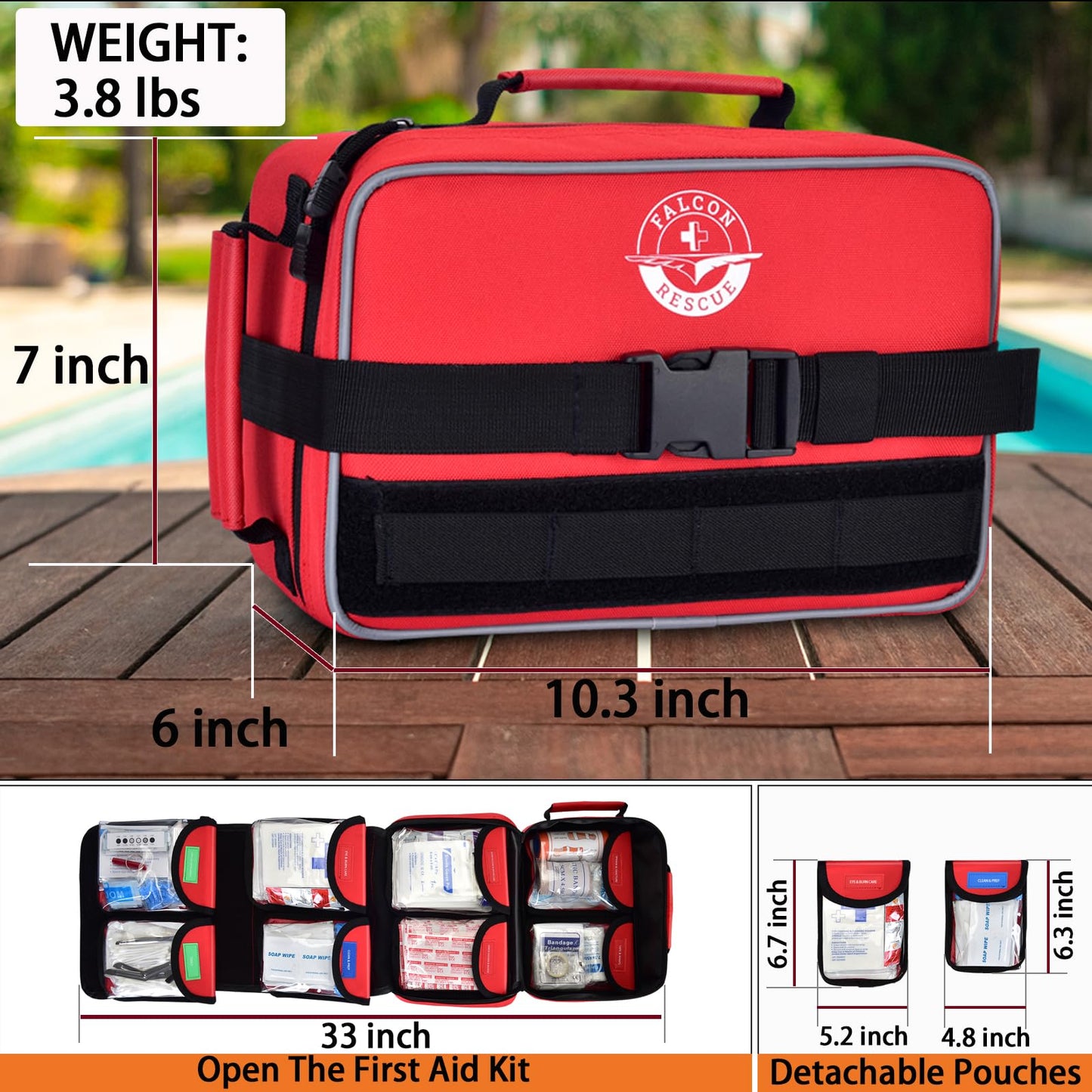 SUPER FALCON RESCUE 418-Piece First Aid Kit for Home, Travel, Camping, Hiking & Outdoor Emergencies, Tear-Resistant Survival Kits for Business, Vehicle & School, Multi-Use Emergency Medical Supplies