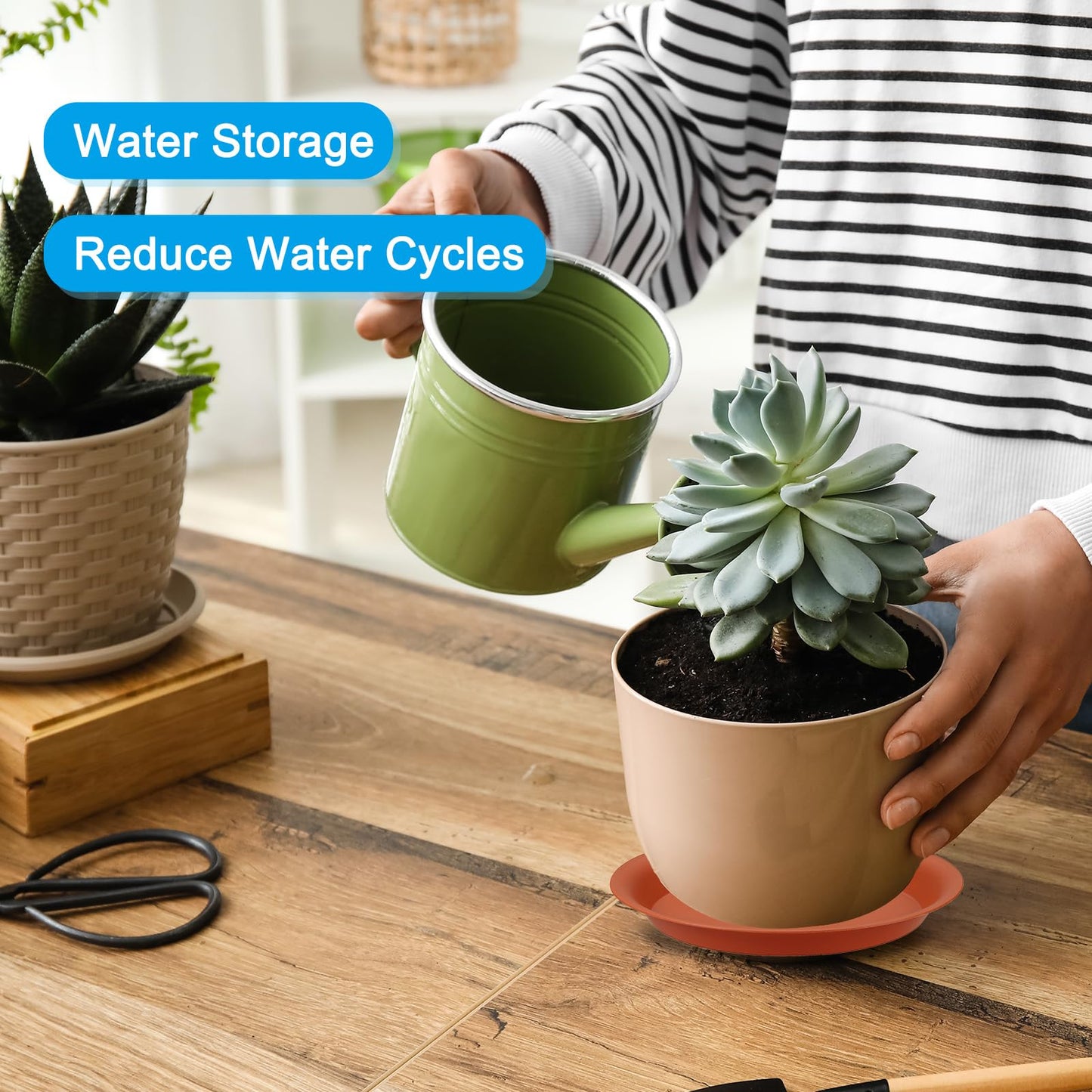 PATIKIL 10 Inch Plant Saucer Tray, 5 Pack Plastic Drip Tray Round Collects Excess Water Flower Pot Drainage Trays for Heavy Indoor Outdoor Pan, Red