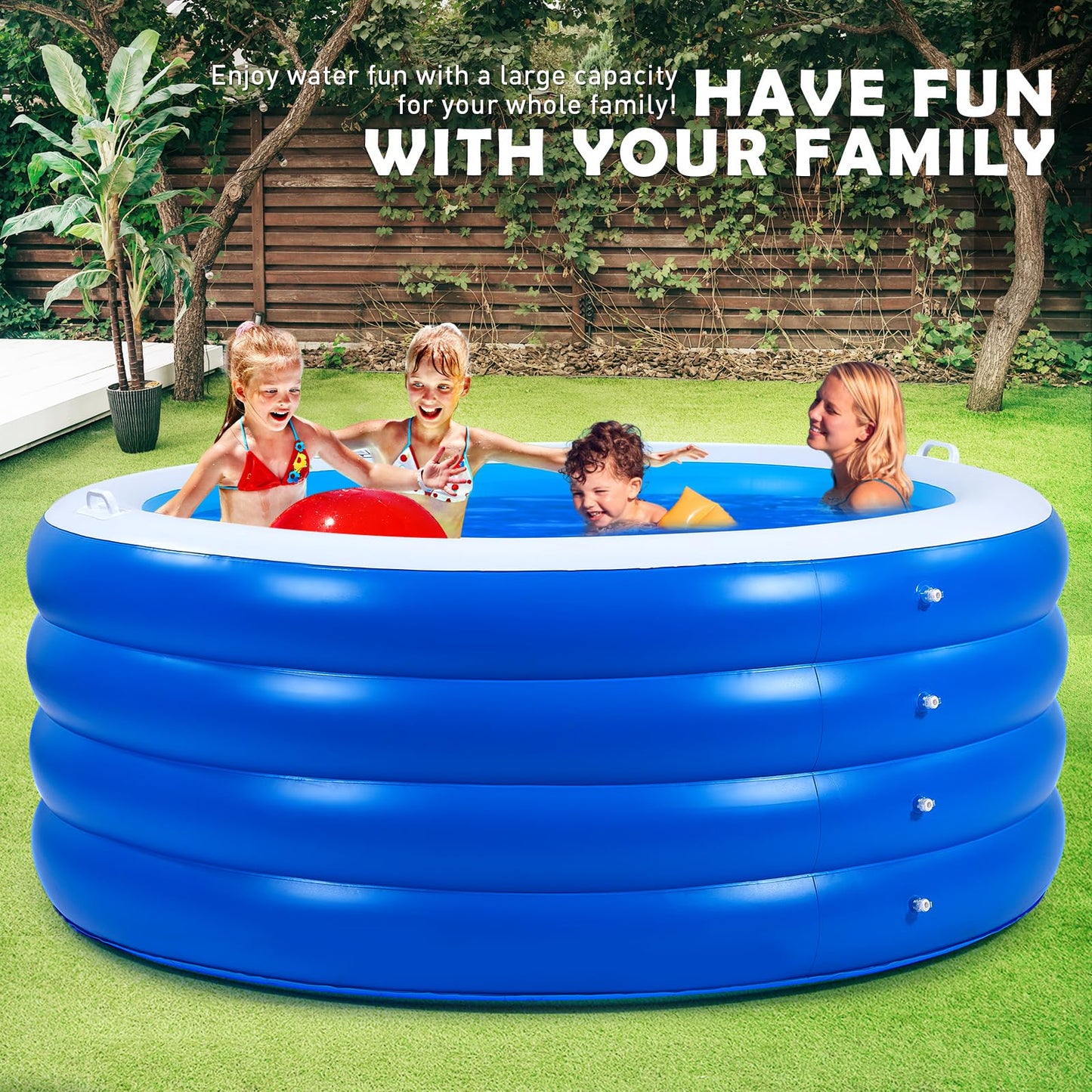 Biange Blow Up Pool, 72" X 30" Round Inflatable Swimming Pool, Kids Pool Inflatable, Kiddie Baby Swimming Pool for Backyard
