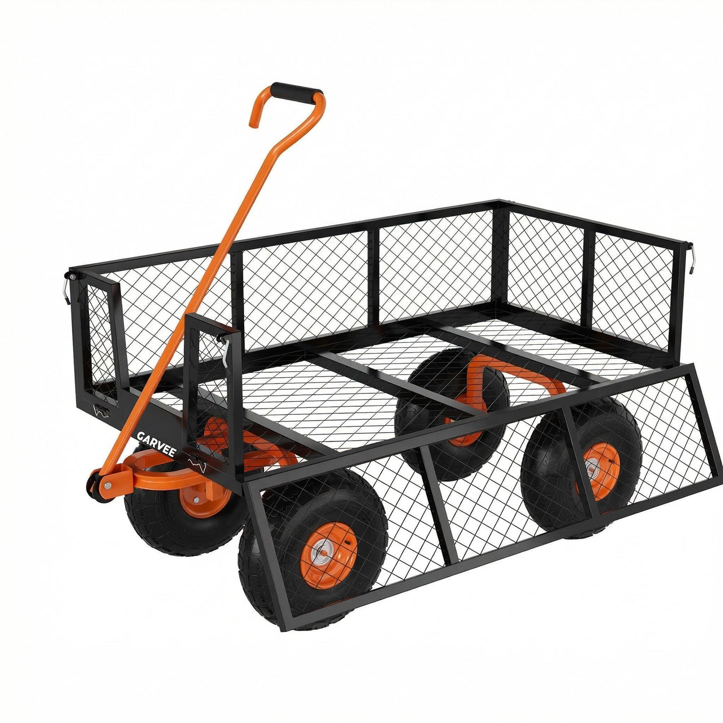 Garvee Steel Garden Cart, 900 LBS Capacity Utility Outdoor Wagon, Heavy Duty Mesh Garden Metal Wagon with Removable Sides and 10" Tires for Yard, Lawn, Garden