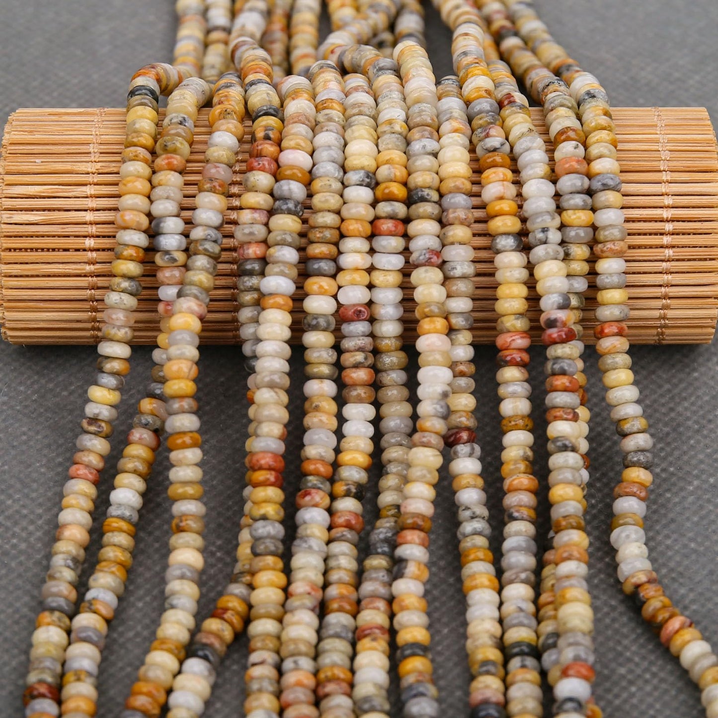 BONNY BOXX 1 Strand Natural 2 * 4mm Crazy Lace Agate Rondelle Beads, Natural Abacus Disk Stone Beads Loose Spacer Gemstone for DIY Bracelet Necklace Jewelry Making