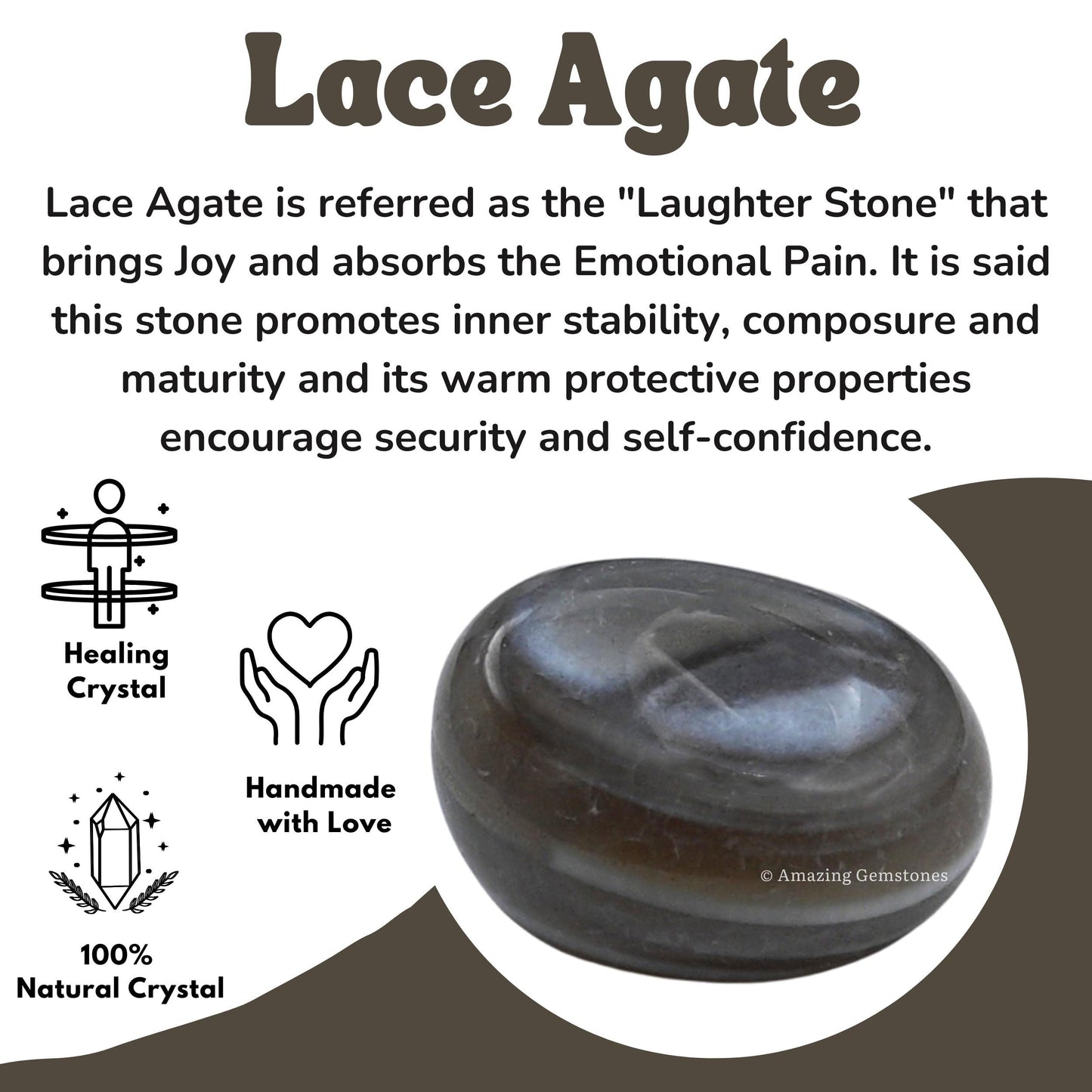Amazing Gemstone Lace Agate Crystals & Healing Stones Tumbled - 1 oz Lace Agate Stone, Natural Healing Stones for Energy Balance, Stress Relief - Premium Polished Gems Rocks for Meditation & Wellness