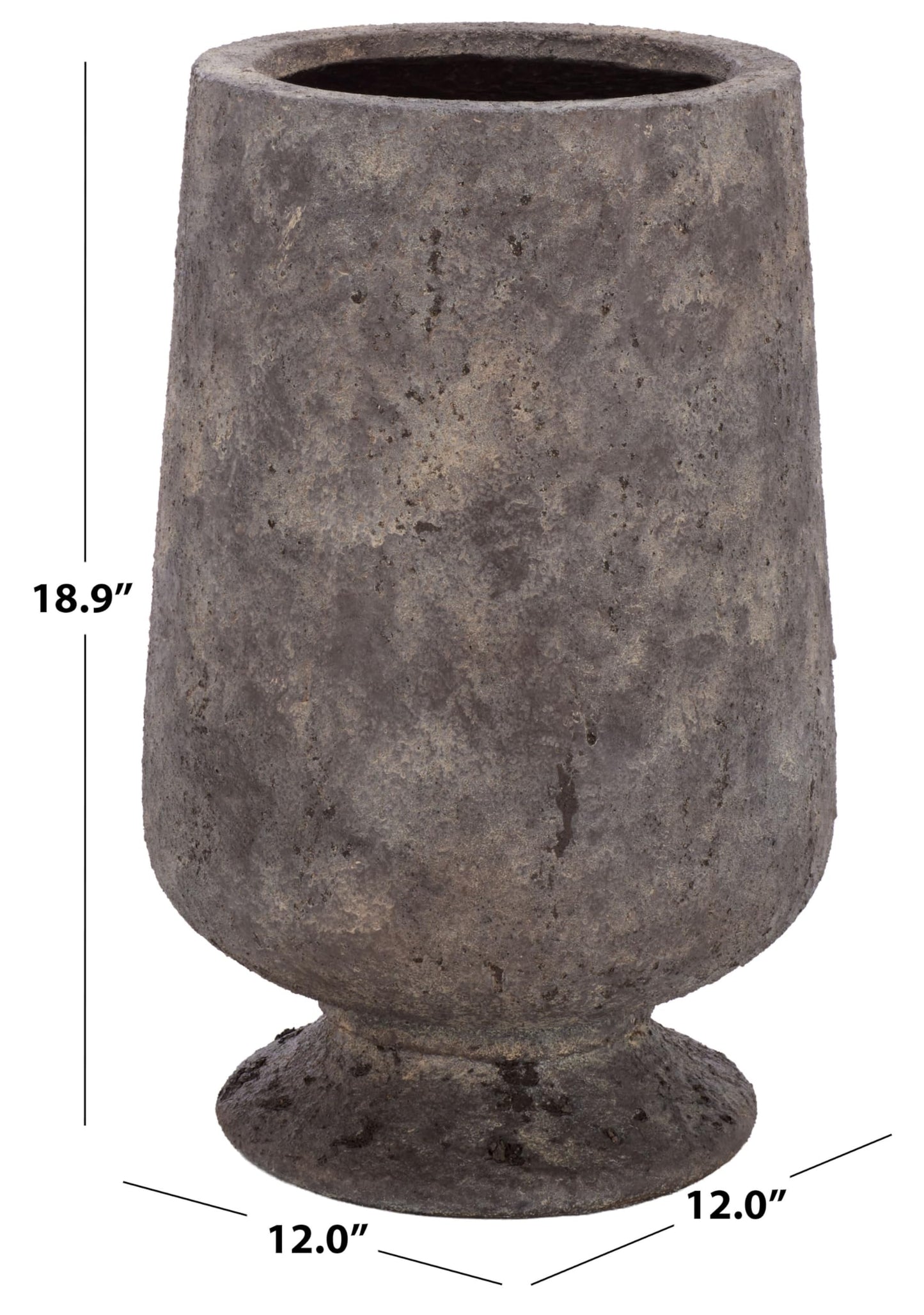 SAFAVIEH Outdoor - Stark Planter Pot with Drainage - Antique Brown Ficonstone Cement - Weather Resistant - Ideal for Patio, Garden, Backyard, 12" Wx 12" D x 18.9" H (PAT1551A)