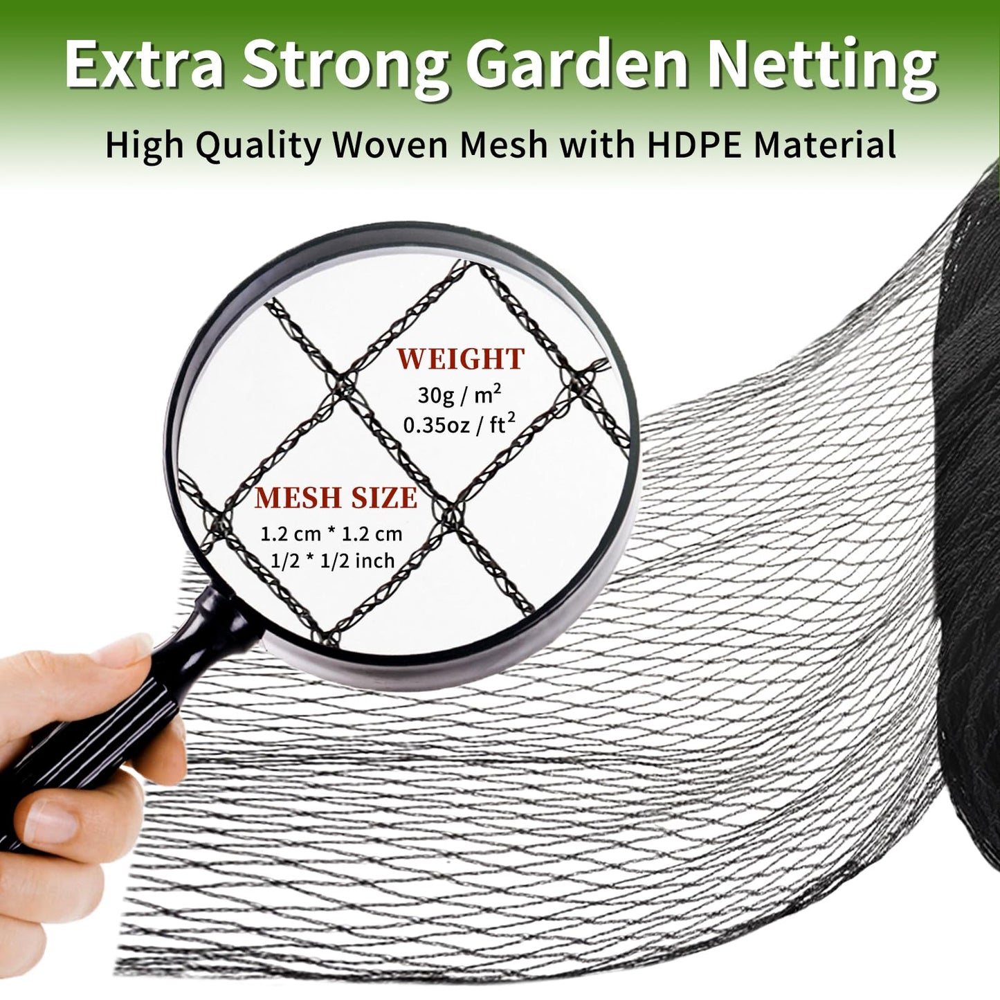 Webuys Bird Netting for Garden Protection - 13 x 40 FT Heavy Duty Poultry Bird Netting for Chicken Coop with Ties & Staples, Garden Net Mesh for Fruit Trees Plants Vegetables Against Birds Deer