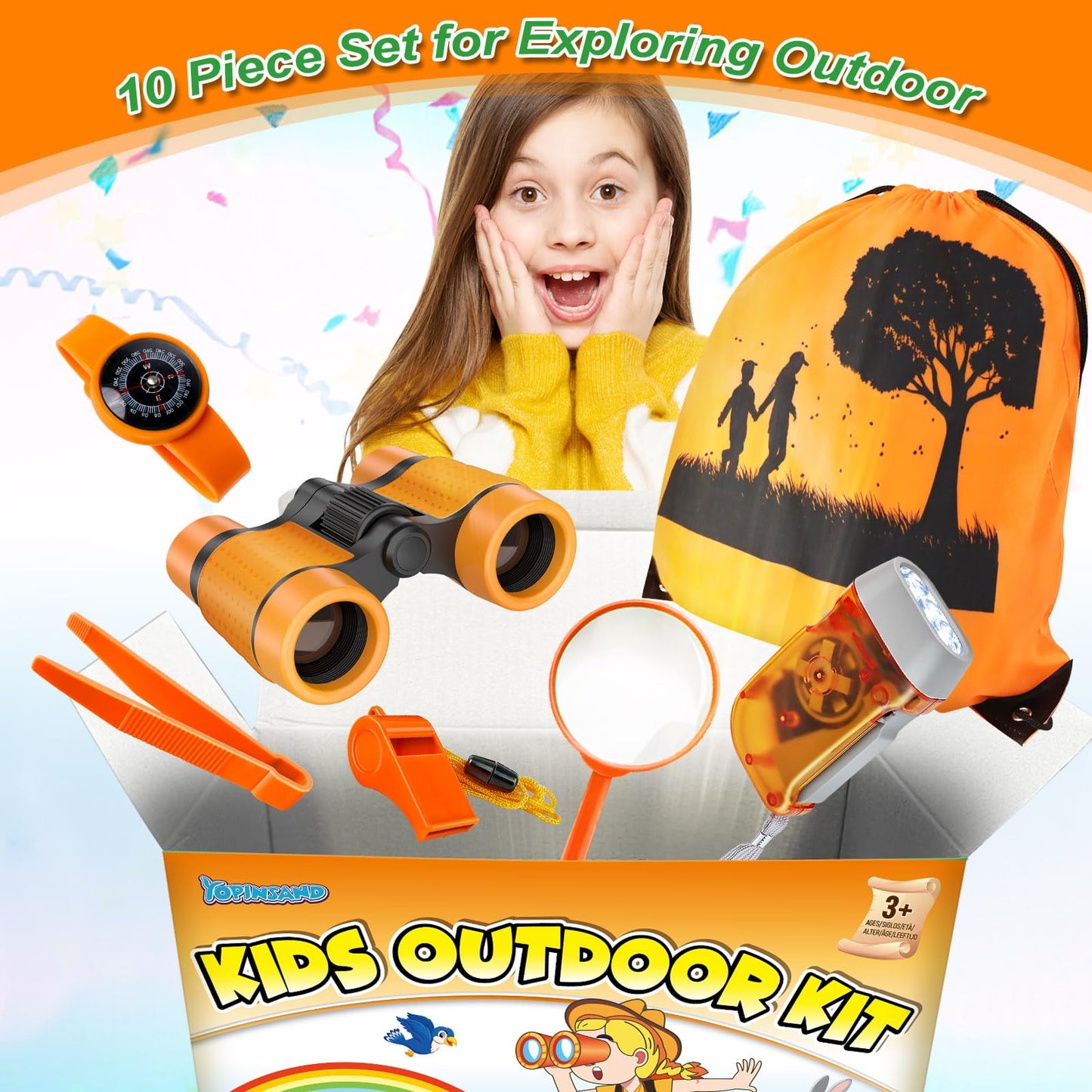YOPINSAND Kids Explorer Kit & Bug Catcher Kit, Camping Gear for Kids, Outdoor Exploration Set with Backpack & Binoculars, Ideal Outdoor Adventure Toys for Boys Girls 3-12