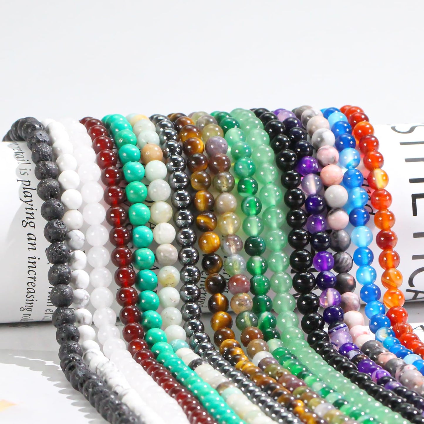 10mm Natural Gemstone Round Loose Beads for Jewelry Making White Howlite Chakra Crystal Stone Beads for Bracelets Necklace Earring Making Supplies (35-38pcs/Strand)