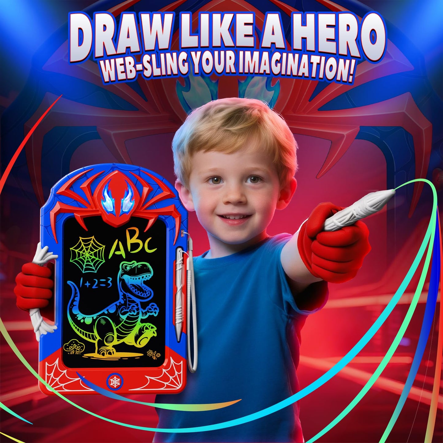 Cool LCD Writing Tablet with Web Stylus & Web Grip–Fun Doodle Board for Kids, Colorful Drawing Pad Toys Birthday Gifts for 3 4 5 6 7 8 10 Year Old Boys Girls Toddler Age 3-4 4-6 6-8 8-12,Outdoor Toys