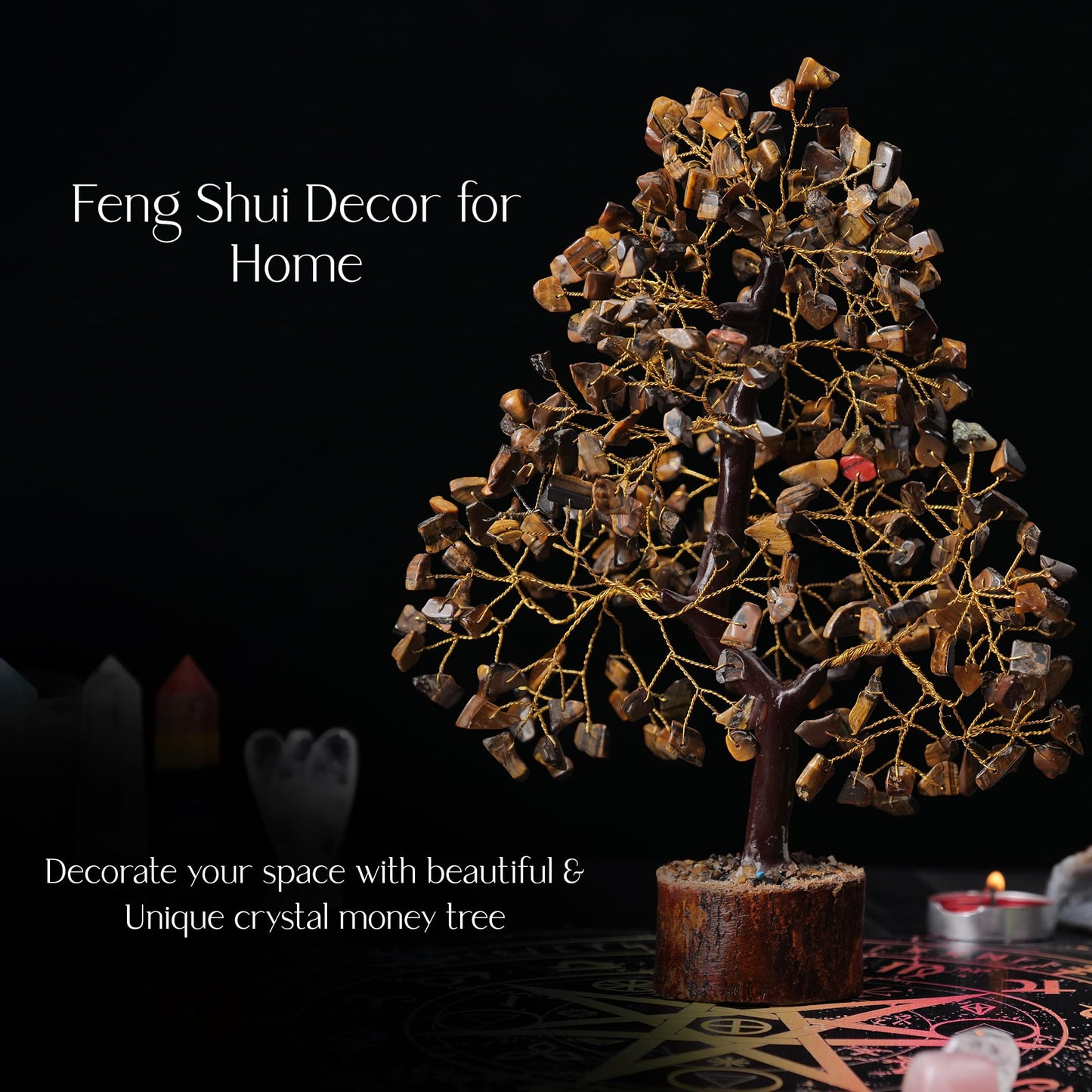 Tigers Eye Crystal, Feng Shui Decor, Crystal Money Tree, Office Decor, Good Luck Prosperity Fortune, Feng Shui Money Tree, Home Decor, House Warming Gift, Meditation Bonsai, Energy Crystals And Stones