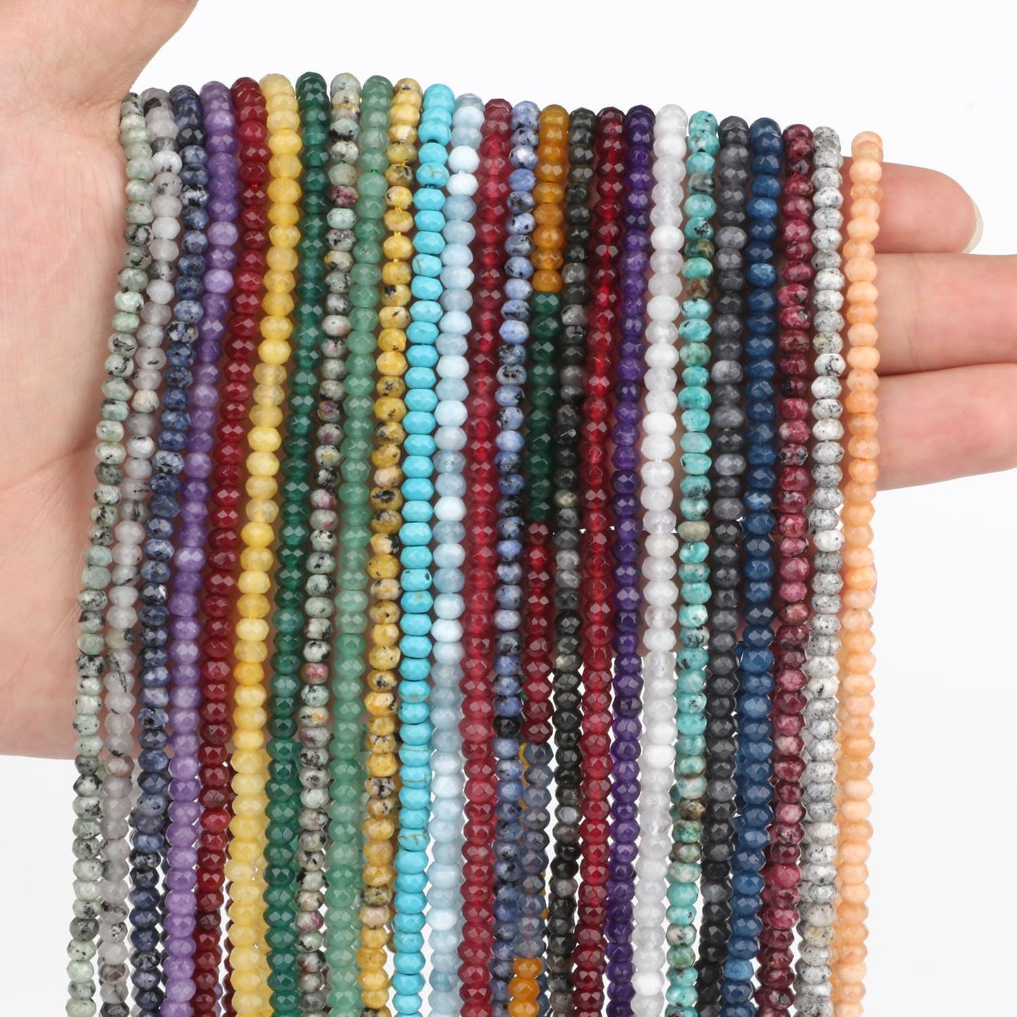2 String 220PCS 3x5mm Natural Yellow Chalcedony Stone Beads for Jewelry Making, Songxi Facted Loose Gemstone Beads for DIY Bracelet Necklace Making Supplies with Energy Healing Chakra Power