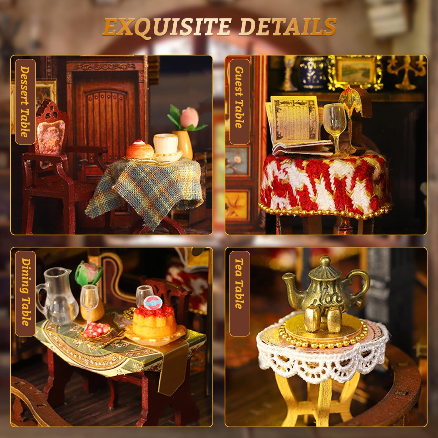 SUNNINO Miniature Dollhouse Kit, DIY Mini House Building Kits for Adults to Building with Furnitures Tiny House Bookshelf Decor Christmas Birthday Gifts for Family Lovers, Edinburgh Castle