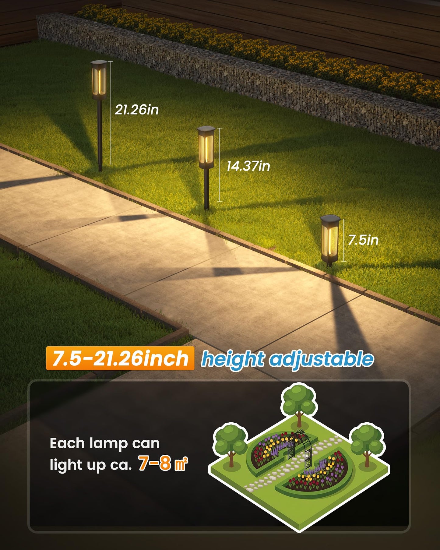 VOLISUN Solar Pathway Lights,8 Pack LED Solar Lights Outdoor Waterproof, Landscape Lighting,Warm Color Solar Path Lights,Landscape Lights,Solar Garden Lights for Yard Lawn Driveway Walkway