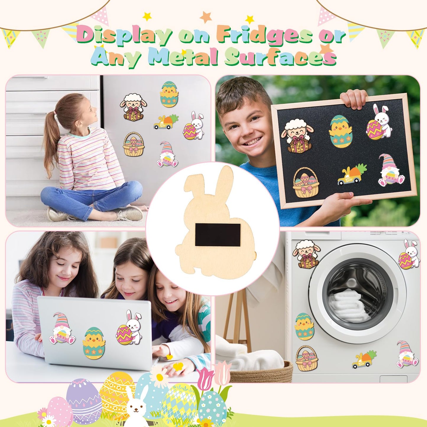 Bafeil 24 Set Unicorn Birthday Party Favors - Wooden Painting Crafts Kit with Cards, Fridge Magnets for Group Prizes, DIY Unicorn Birthday Decorations, Goodie Bag Stuffers, Gift