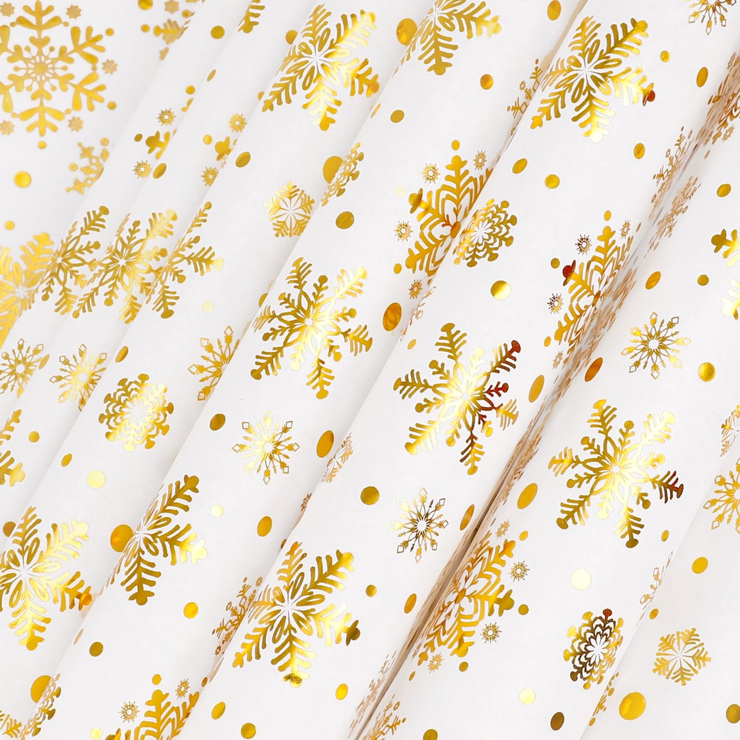JarThenaAMCS 150 Sheet Christmas Wax Papers Deli Paper Winter Foil Gold Snowflake Paper Food Wrapping Tissue Basket Liner for Xmas Holiday Home Kitchen Restaurant Baking