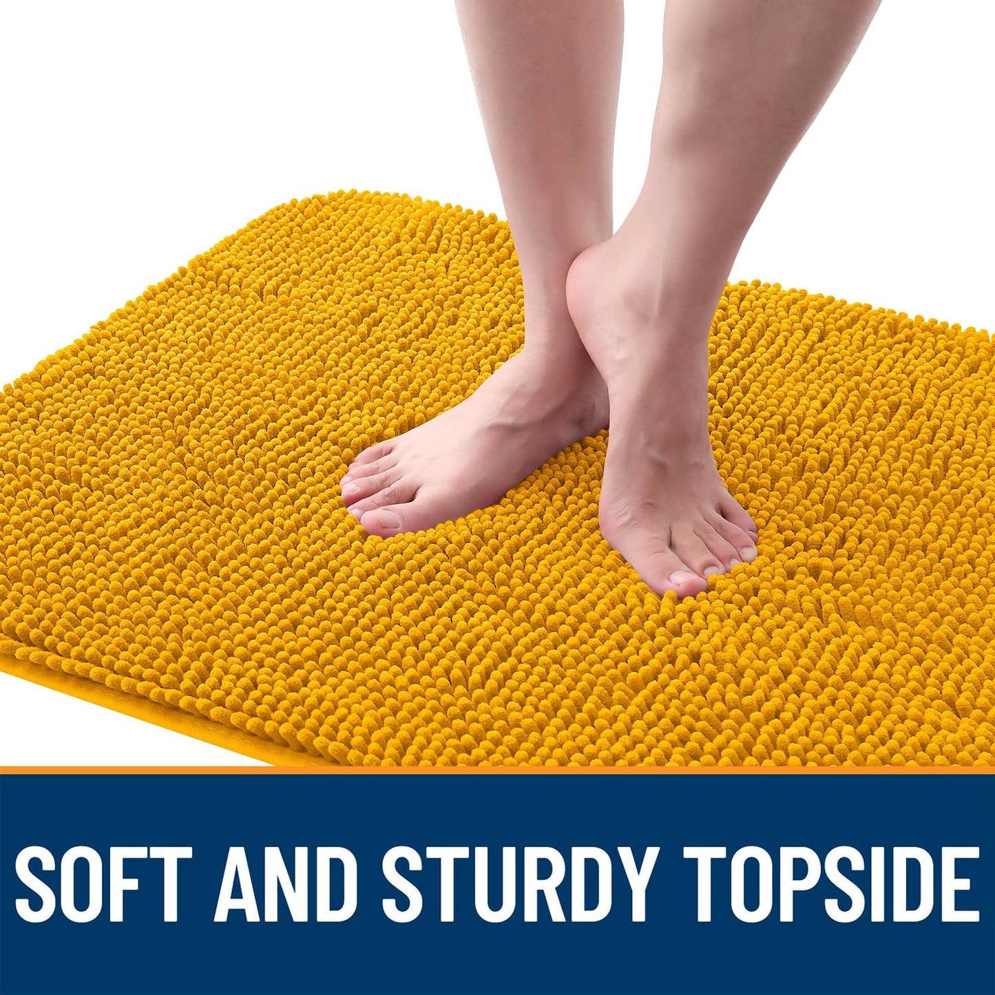 OLANLY Dog Door Mat for Muddy Paws 50x30, Absorbs Moisture and Dirt, Absorbent Non-Slip Washable Doormat, Quick Dry Chenille Mud Mat, Entry Indoor Entryway Carpet for Inside Floor, Golden Yellow