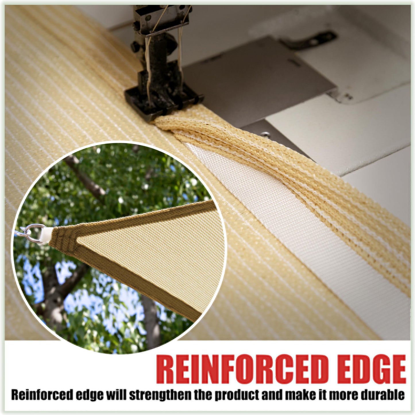 ColourTree 12' x 12' x 12' Beige Triangle CTAPT12 Sun Shade Sail Canopy Mesh Fabric UV Block UPF50 - Commercial Heavy Duty - 190 GSM - 3 Years Warranty (We Make Custom Size)