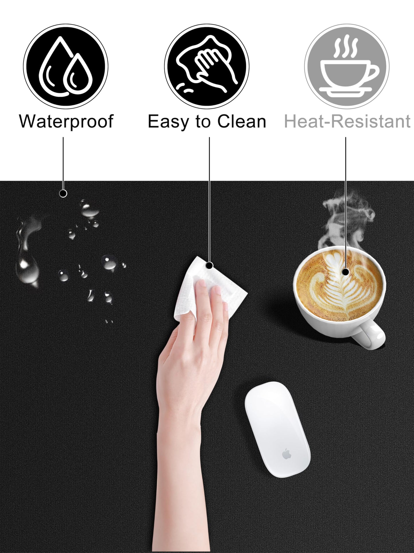 TopMade Mouse Pad with 15W Fast Wireless Charging, 31.5"x15.75" XXL Large Gaming Waterproof Desk Pad with Ultra-Smooth Surface, Non-Slip Base, Computer Desk Mat for MacBook, PC, Laptop, Black