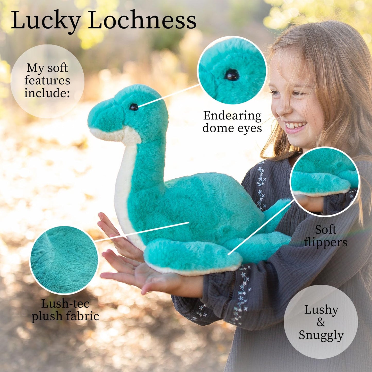 World's Softest Plush Stuffed Animal for Baby, Toddler, Kids, Adults - Adorable Toy Made from Kid-Friendly, Quality Materials - Lushee Luchy Lochness, 16"
