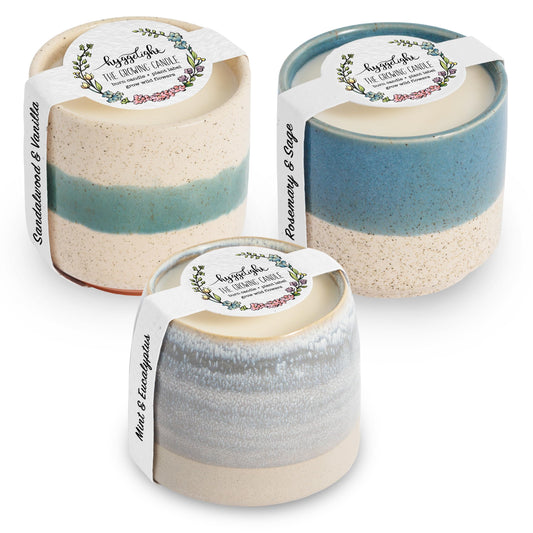 The Growing Candle, Scented Candles 3 Pack, 27oz Natural Soy Wax, Sandalwood Vanilla, Mint Eucalyptus, Rosemary Sage, Aromatherapy Sets, Holiday Gift Set for Women