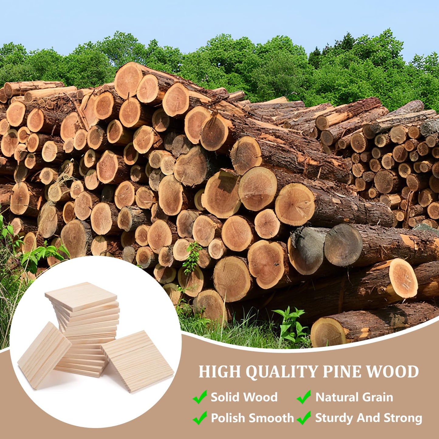 Wooden Blocks for Crafts,1/4″ Thick 5″ X 5″ Wood Squares for Crafting, Blank Wooden Boards Unfinished Wood Blocks Pieces Planks, Paintings, DIY Plaques & Signs, Woodworking, Architectural Models