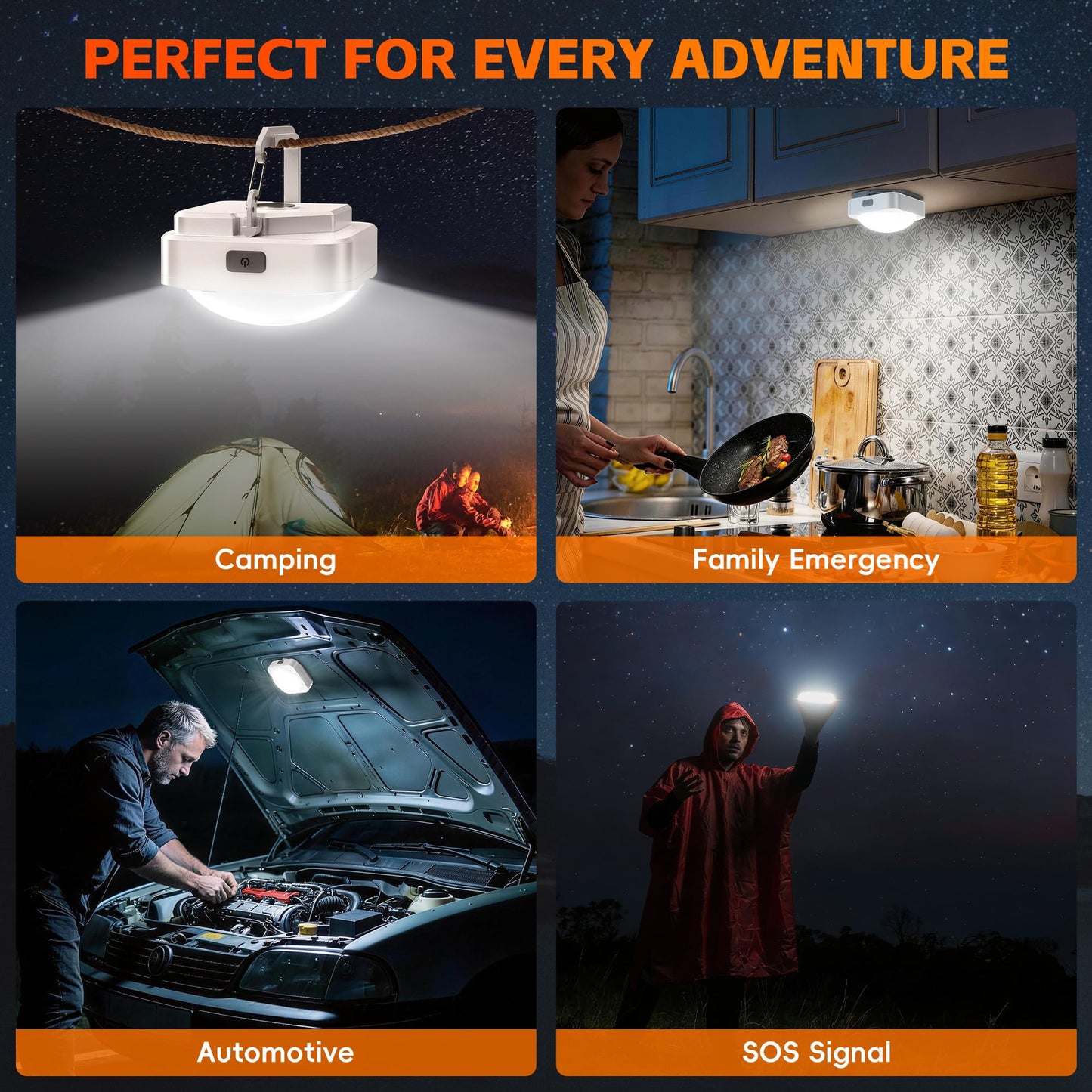 2 Pack Rechargeable LED Camping Light Lantern: 2000mAh Battery Powered Tent Light with Magnet - Camping Essential Waterproof Flashlight for Hiking Power Outage Emergency Survival Backpacking Hurricane