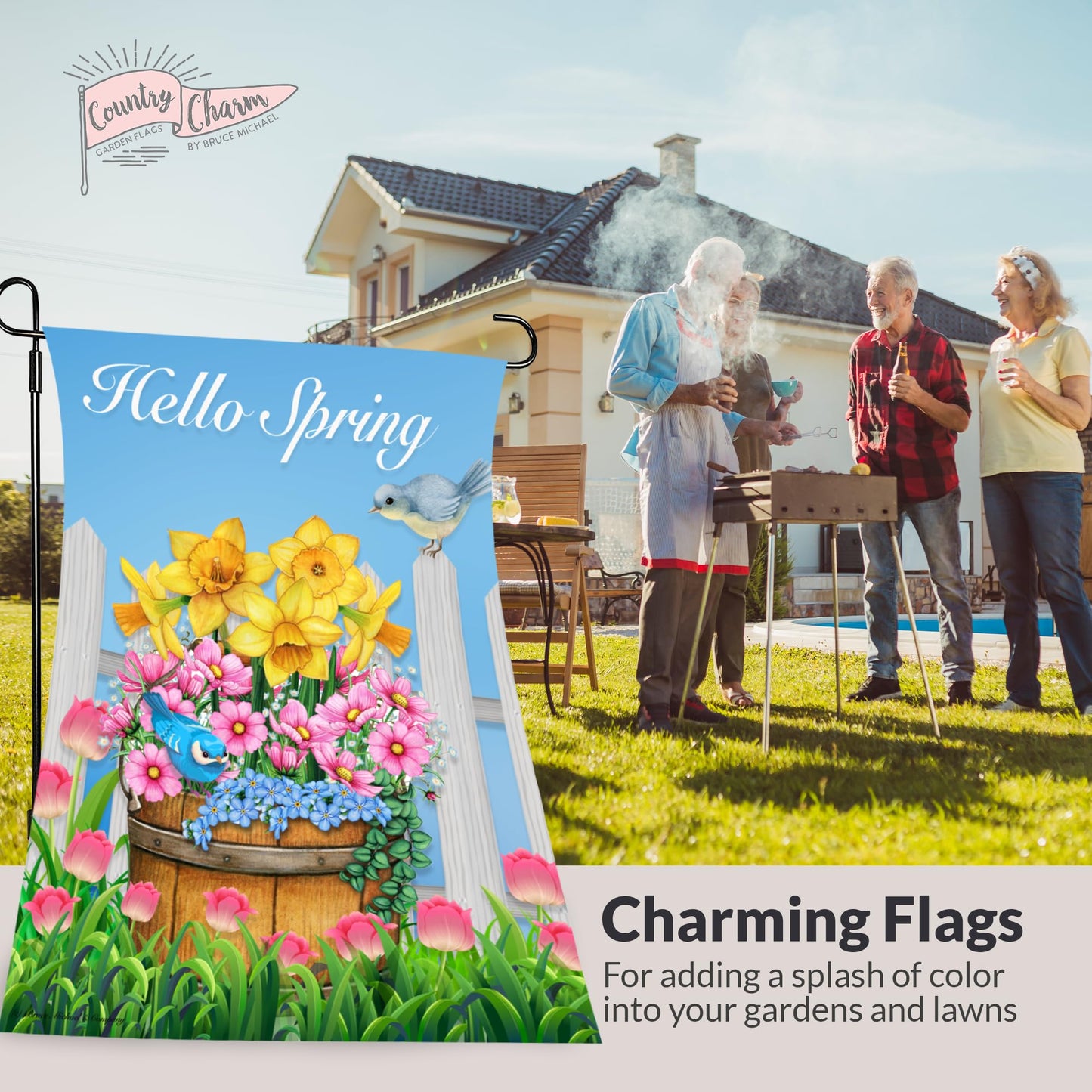 Seasonal Garden Flags Set of 10 12x18 inch Double Sided Yard Flags, Outside Small Garden Flag with Anti-Wind Clip and Stopper, Outdoor Holiday Lawn Decorative Decor