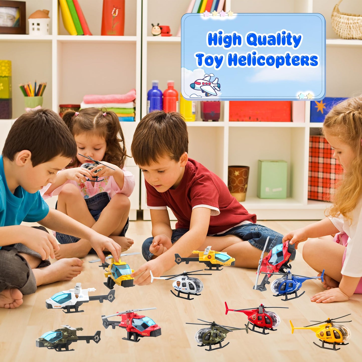16 Pack Diecast Helicopters Toy Small Helicopters Model Police Fire Engineering Military Helicopters for Kids Birthday Children's Day Party Gifts Classroom Rewards