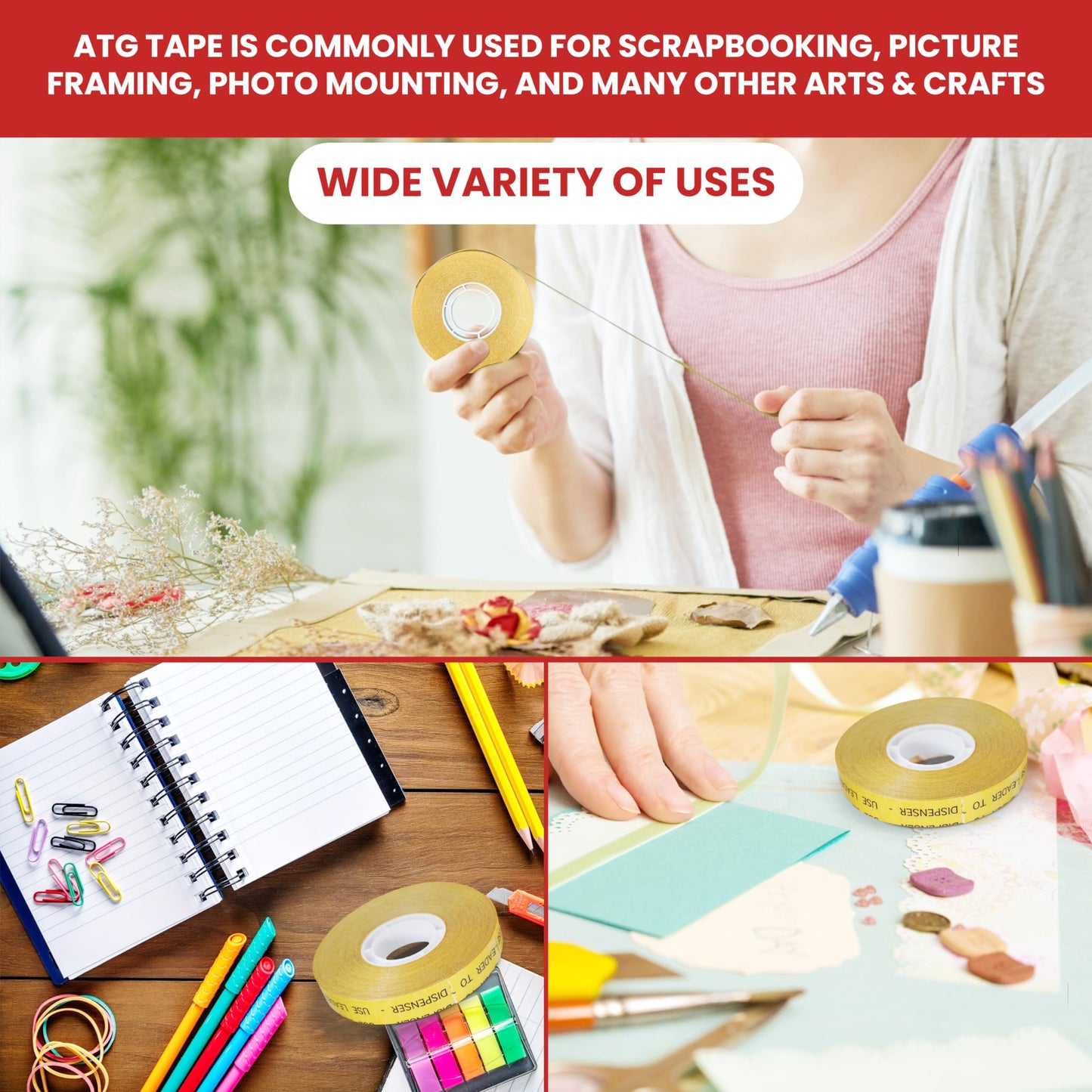 GGR Supplies T.R.U. ATG-7502 ATG Tape (Acid Free Adhesive Transfer Tape): 1/4 in. Wide x 36 yds. (Pack of 12)