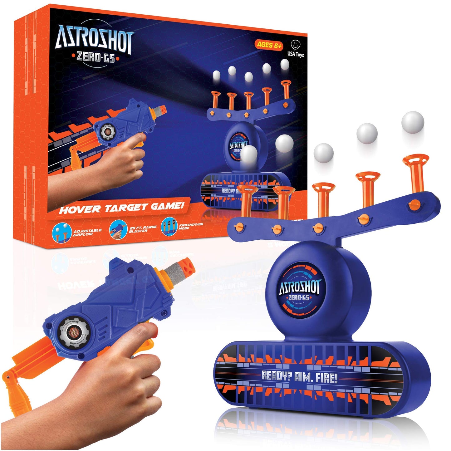USA Toyz AstroShot Zero GS Shooting Games for Kids - Nerf Compatible Floating Ball Targets for Shooting with Foam Blaster Toy Gun, 10 Floating Ball, 10 Foam Darts, and 5 Flip Targets