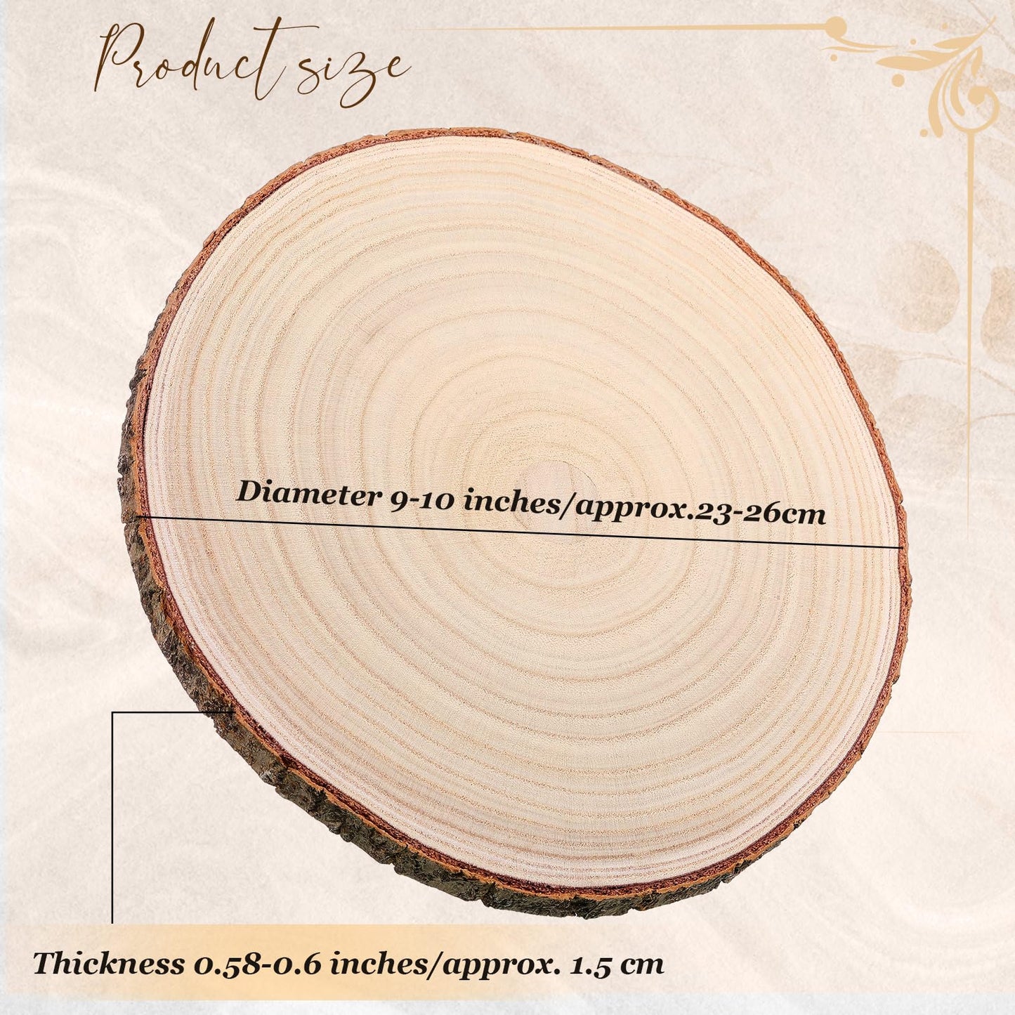 Tioncy 10 Pack Large Wood Slices for Centerpieces Unfinished Rounds Wood Slabs for Tables Decor Natural Wooden Circle for DIY Crafts Rustic Wedding Centerpiece Decor (9-10 Inch)