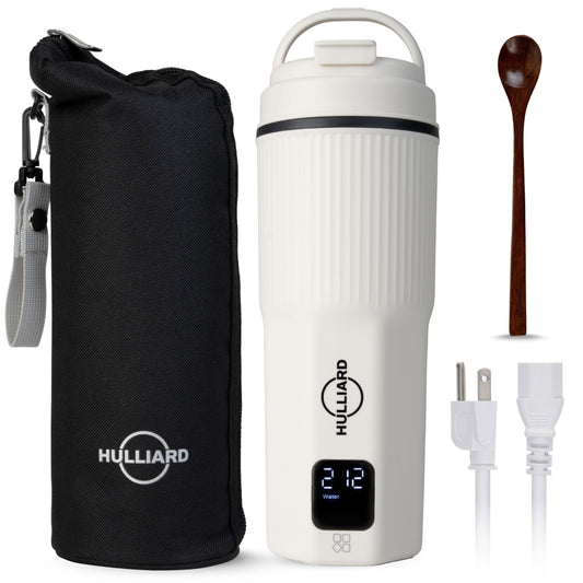 HULLIARD Travel Electric Kettle - 316 Stainless Steel, Portable Tea Kettle & Water Heater, 450ml Portable Water Boiler, 6 Temperature Settings, Auto Shut-Off, Universal Voltage (100-240V)
