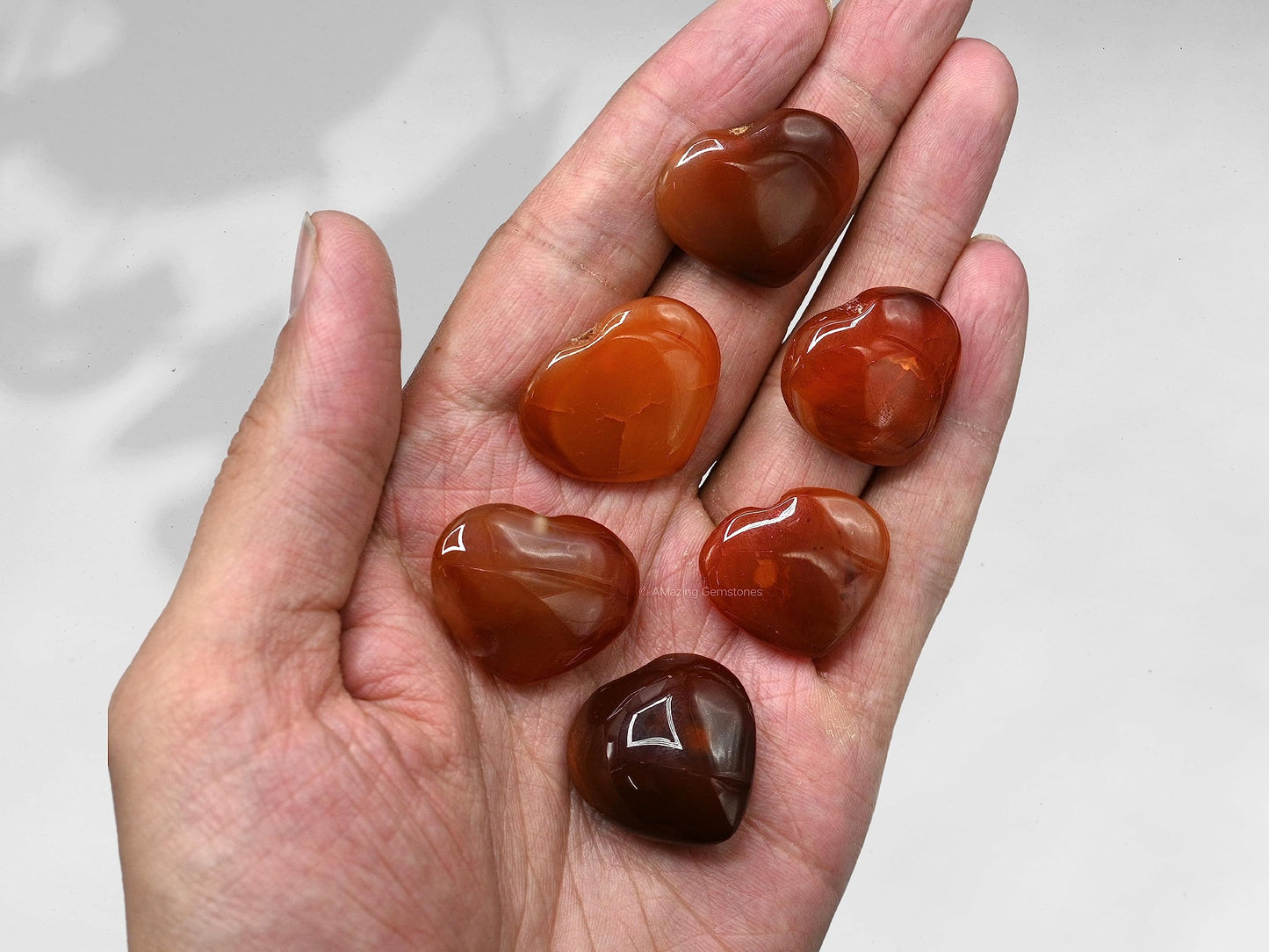 Amazing Gemstone Carnelian Stone Heart - Pack of 2 Crystal Heart Stones Rocks - Corazones De Piedra Crystals and Healing Stones Heart Shaped Crystal - Stocking Stuffers Gifts
