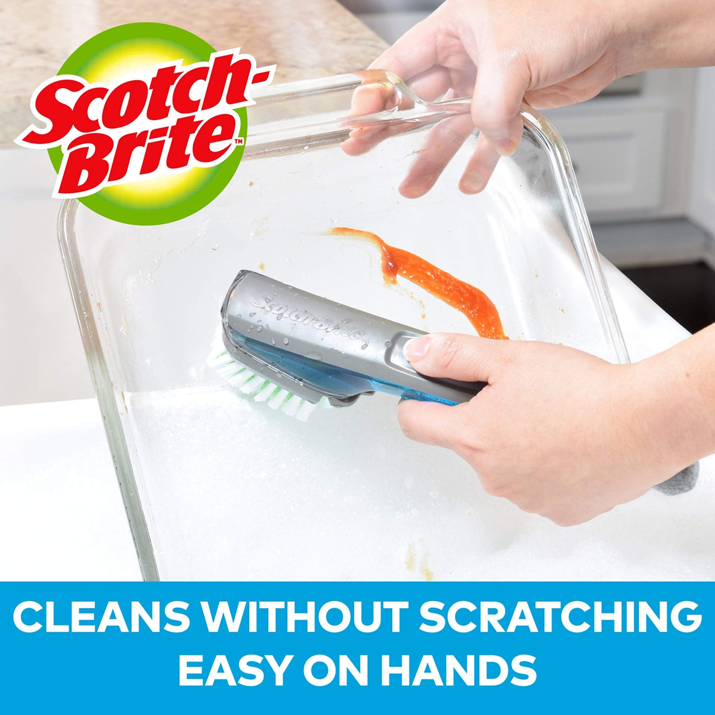 Scotch-Brite Advanced Soap Control Dishwand Brush Scrubber, Antibacterial* Dish Wand Brush with Soap Dispenser with Dishwand Brush Refil, 3 Pack