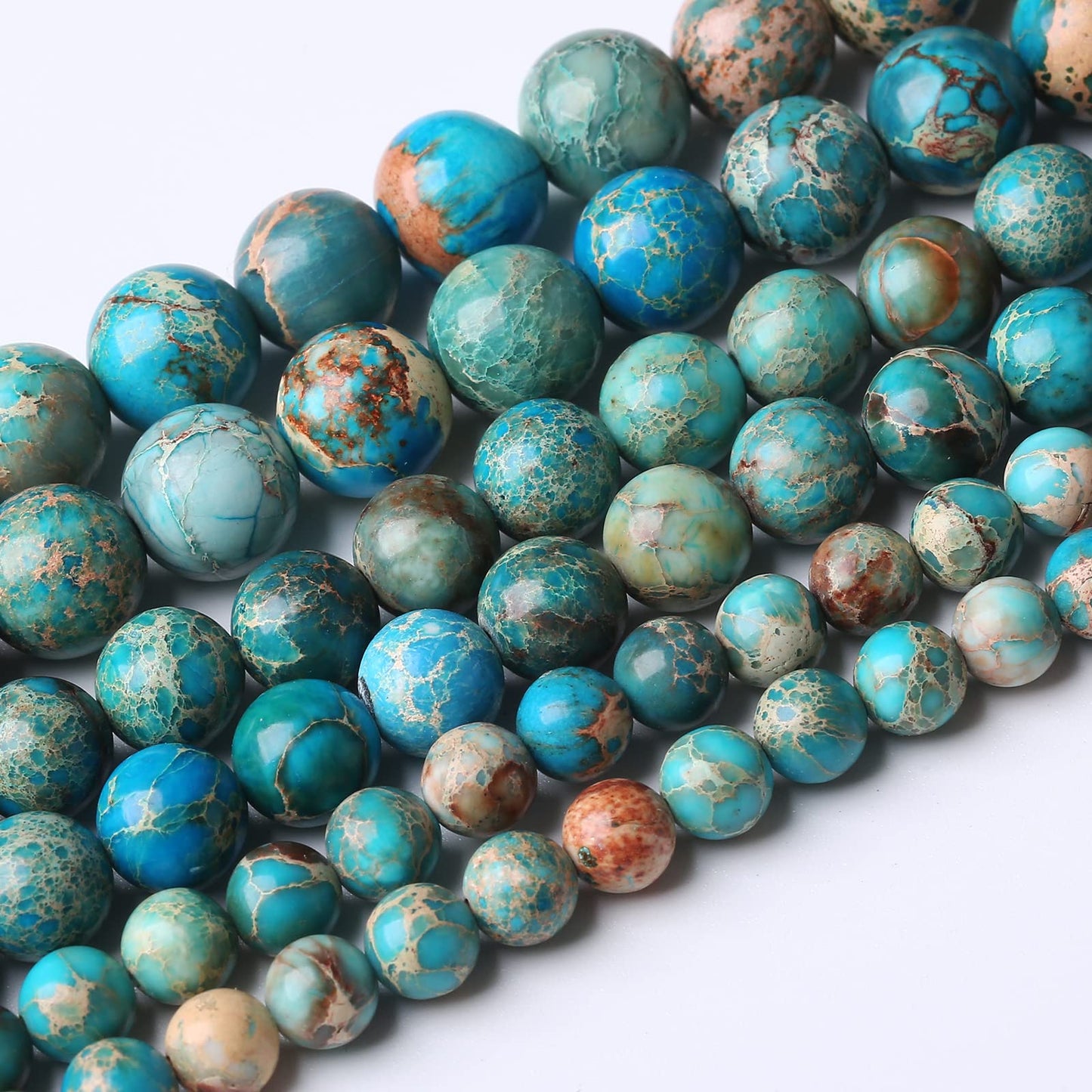 36PCS 10MM Natural Blue Imperial Jasper Stone Beads Round Shape Suitable for Jewelry DIY Bracelet 15 Inches