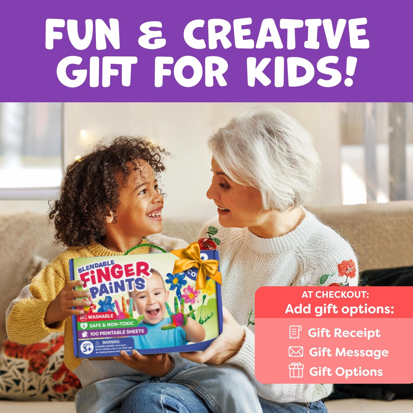 Finger Paint for Toddlers 1-3+, Washable Paint for Kids - Toddler Finger Painting - Non Toxic Baby Safe Toddler Art Supplies for Hand and Feet - Preschool Learning Activities Gifts for Kids Ages 2-4
