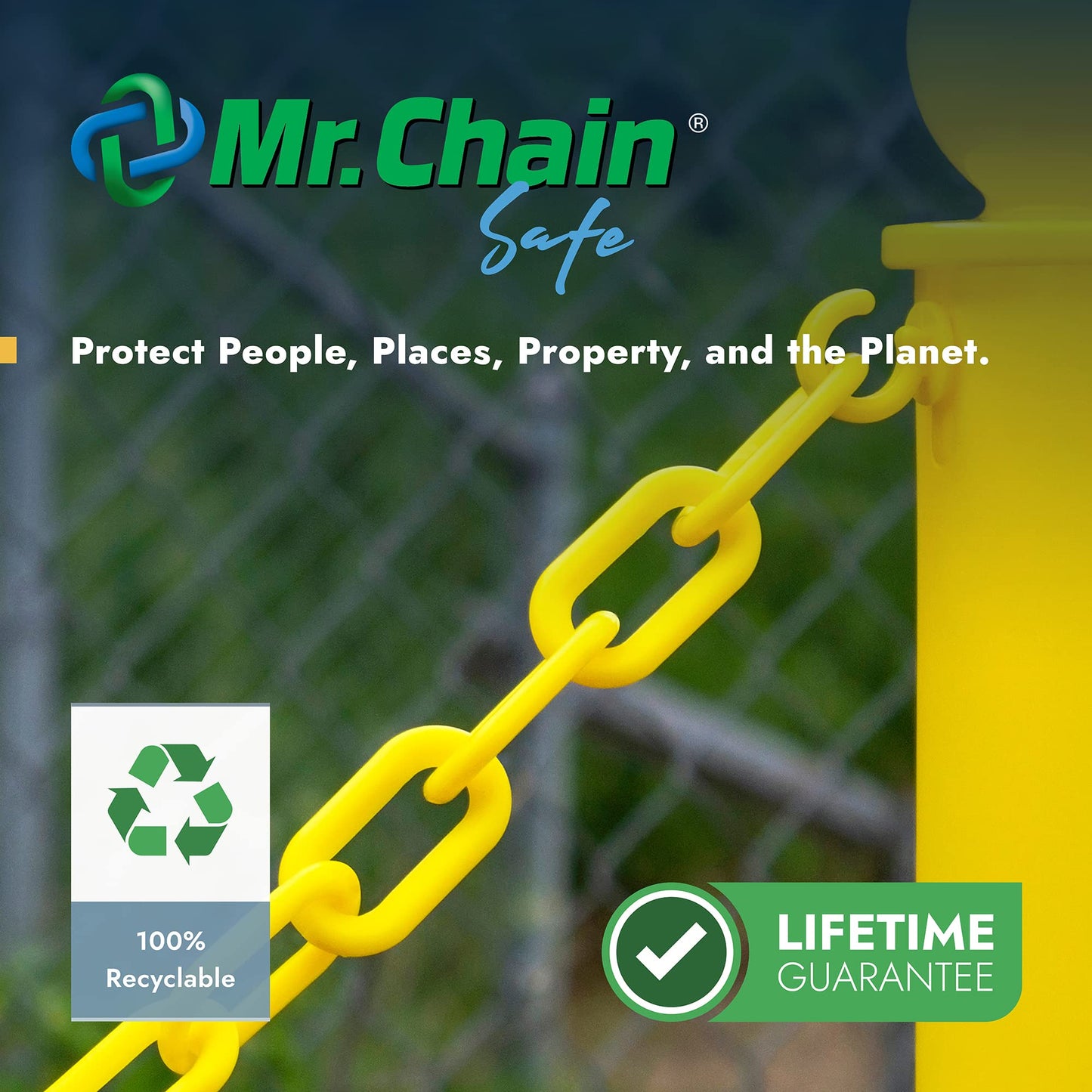 Mr. Chain Plastic Barrier Chain, Red, 1.5-Inch Link Diameter, 500-Foot Length (30005-500)