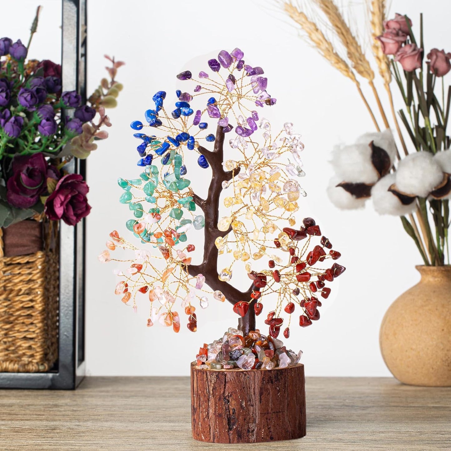 Crysmona Premium 7 Healing Chakra Tree of Life, Crystals and Healing Stones,- Crystal Tree for Positive Energy, Home Office Decor, Spiritual Gifts for Women