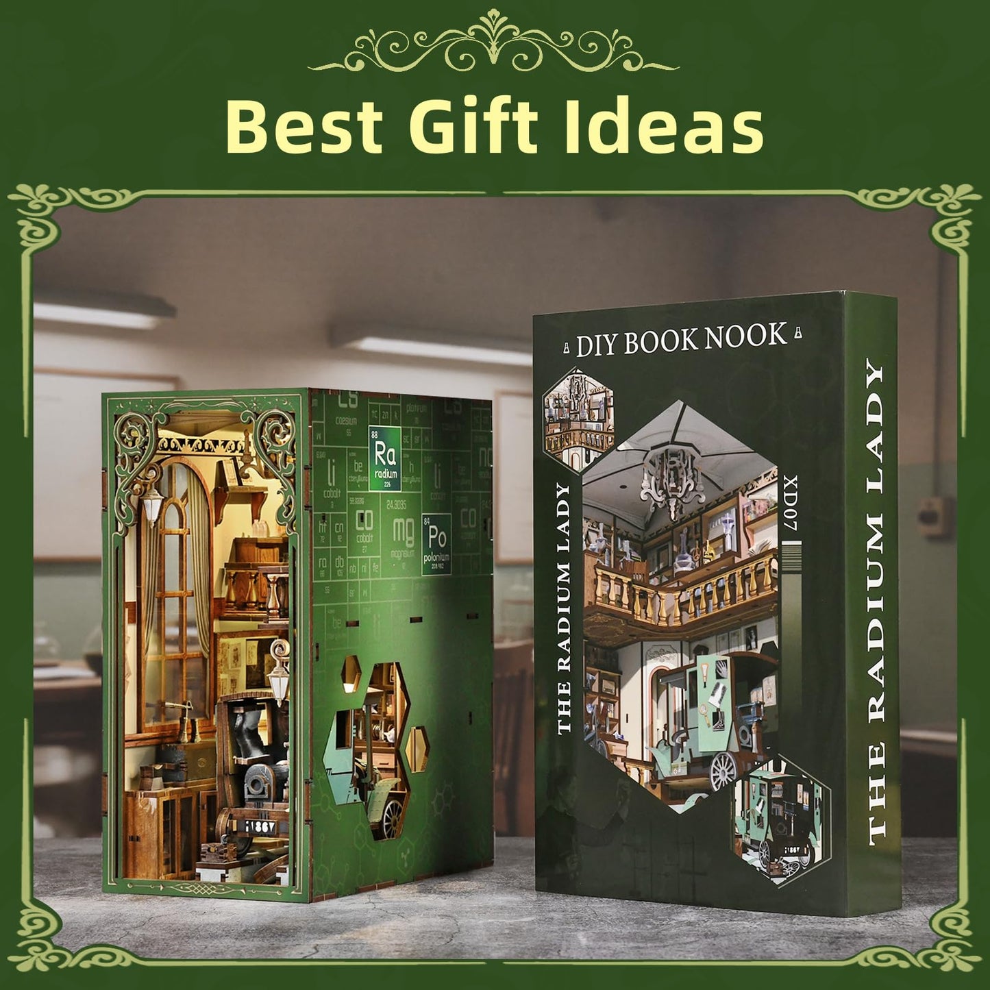 MiniCity Book Nook Kit, DIY Miniature Dollhouse Kit 3D Puzzles for Adults Tiny House Mini Home Craft Bookshelf Nook Puzzle Book Decor Gifts for Teenagers Book Lovers (The Radium Lady)