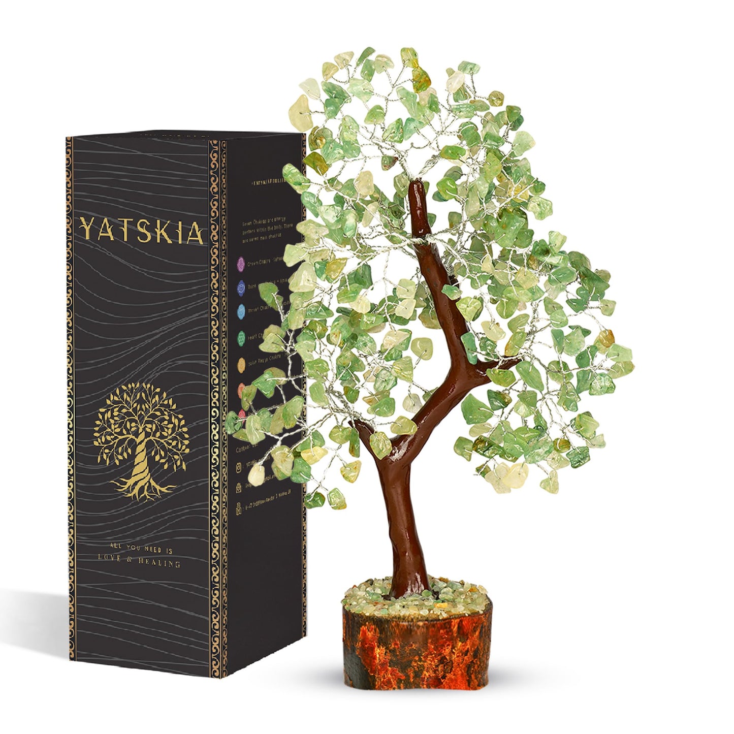 YATSKIA Green Jade Crystal Tree of Life - Crystals and Stones - Gemstone Tree - Crystals Decor - Feng Shui Decor - Crystal Gifts for Women